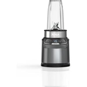 Ninja BN400 Nutri Pro Compact Personal Blender, Auto-iQ Technology, 1000-Watts, for Frozen Drinks, Smoothies, Sauces & More, with 18-oz. & 24-oz. To-Go Cups & Spout Lids, Stone Silver (Renewed)