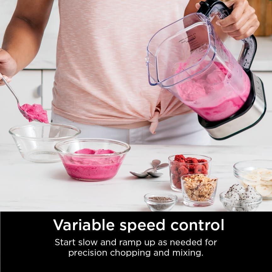 imageNinja Blender Compact Kitchen System 1200W 3 Functions for Smoothies Dough amp Frozen Drinks with AutoIQ 72oz Blender Pitcher 40oz Processor Bowl amp 18oz SingleServe Cup Grey AMZ493BRN1400 Peak Watts