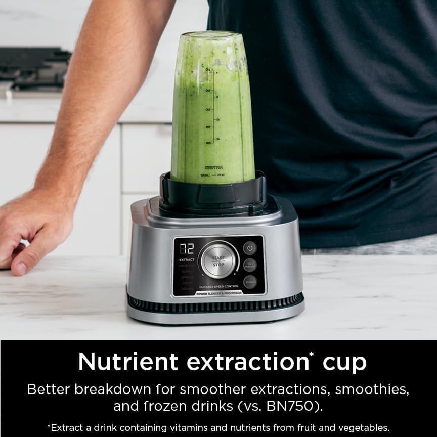imageNinja Blender Compact Kitchen System 1200W 3 Functions for Smoothies Dough amp Frozen Drinks with AutoIQ 72oz Blender Pitcher 40oz Processor Bowl amp 18oz SingleServe Cup Grey AMZ493BRN1400 Peak Watts