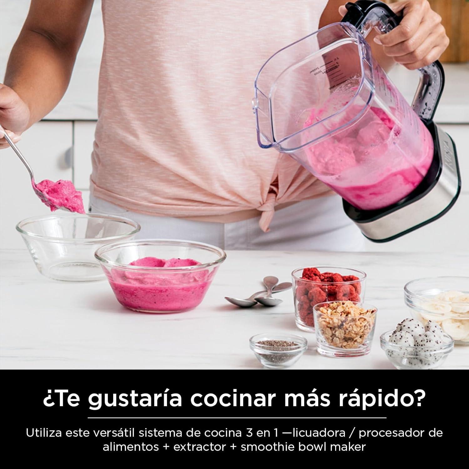 imageNinja Blender Compact Kitchen System 1200W 3 Functions for Smoothies Dough amp Frozen Drinks with AutoIQ 72oz Blender Pitcher 40oz Processor Bowl amp 18oz SingleServe Cup Grey AMZ493BRN1400 Peak Watts