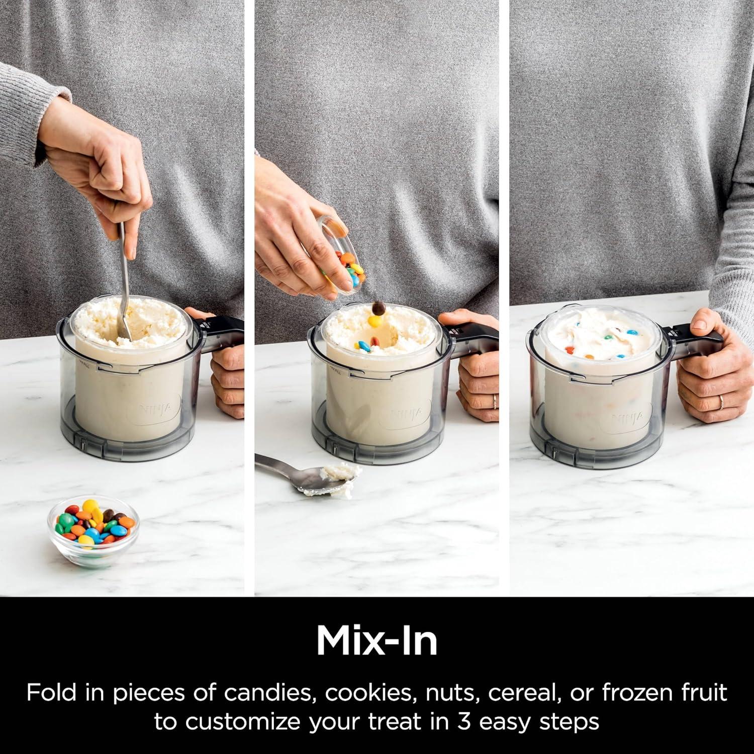 imageNinja NC501 CREAMi Deluxe 11in1 Ice Cream amp Frozen Treat Maker with 2 XL Family Size Pint Containers Silver RenewedSilver