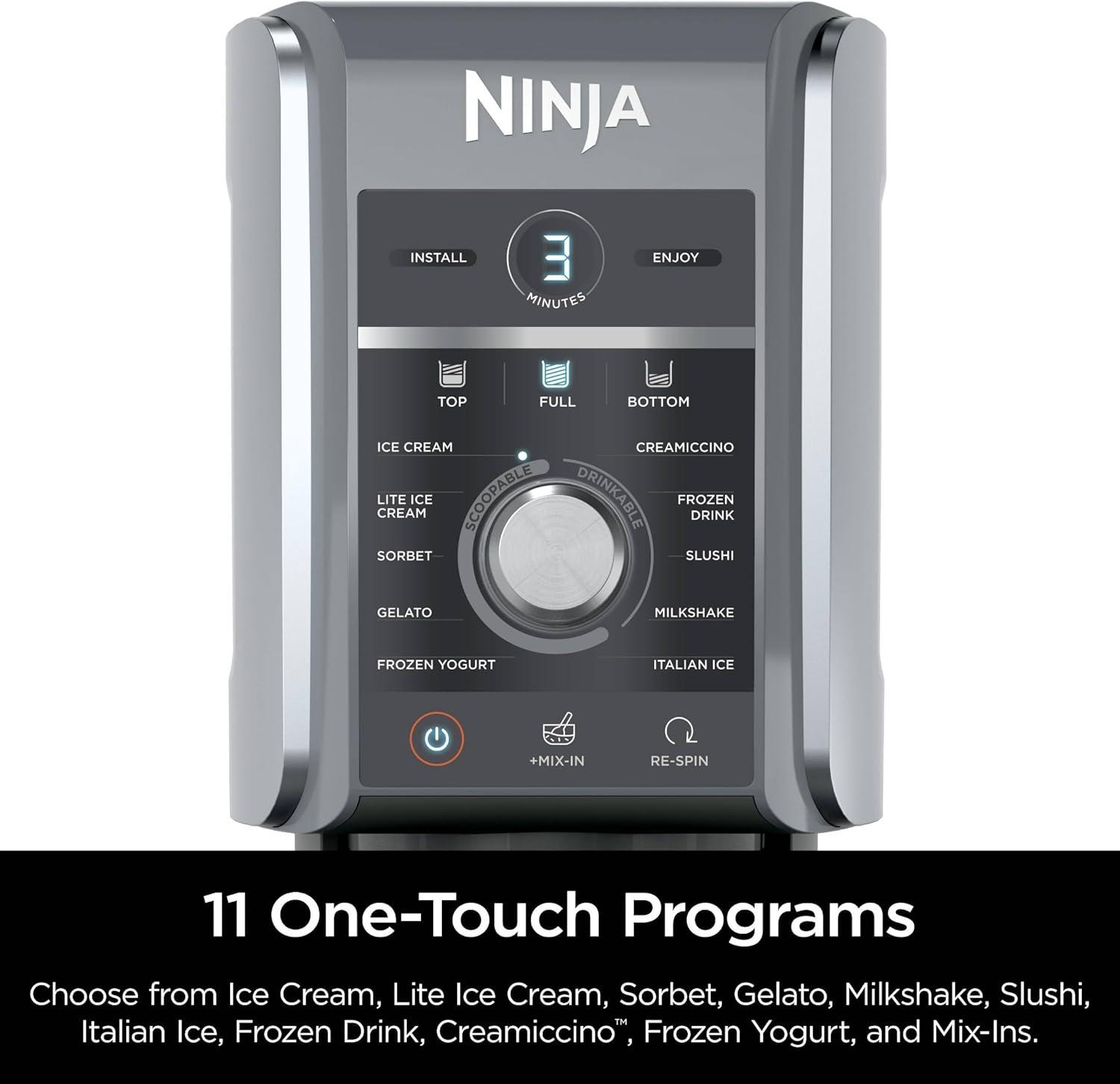 imageNinja NC501 CREAMi Deluxe 11in1 Ice Cream amp Frozen Treat Maker with 2 XL Family Size Pint Containers Silver RenewedSilver