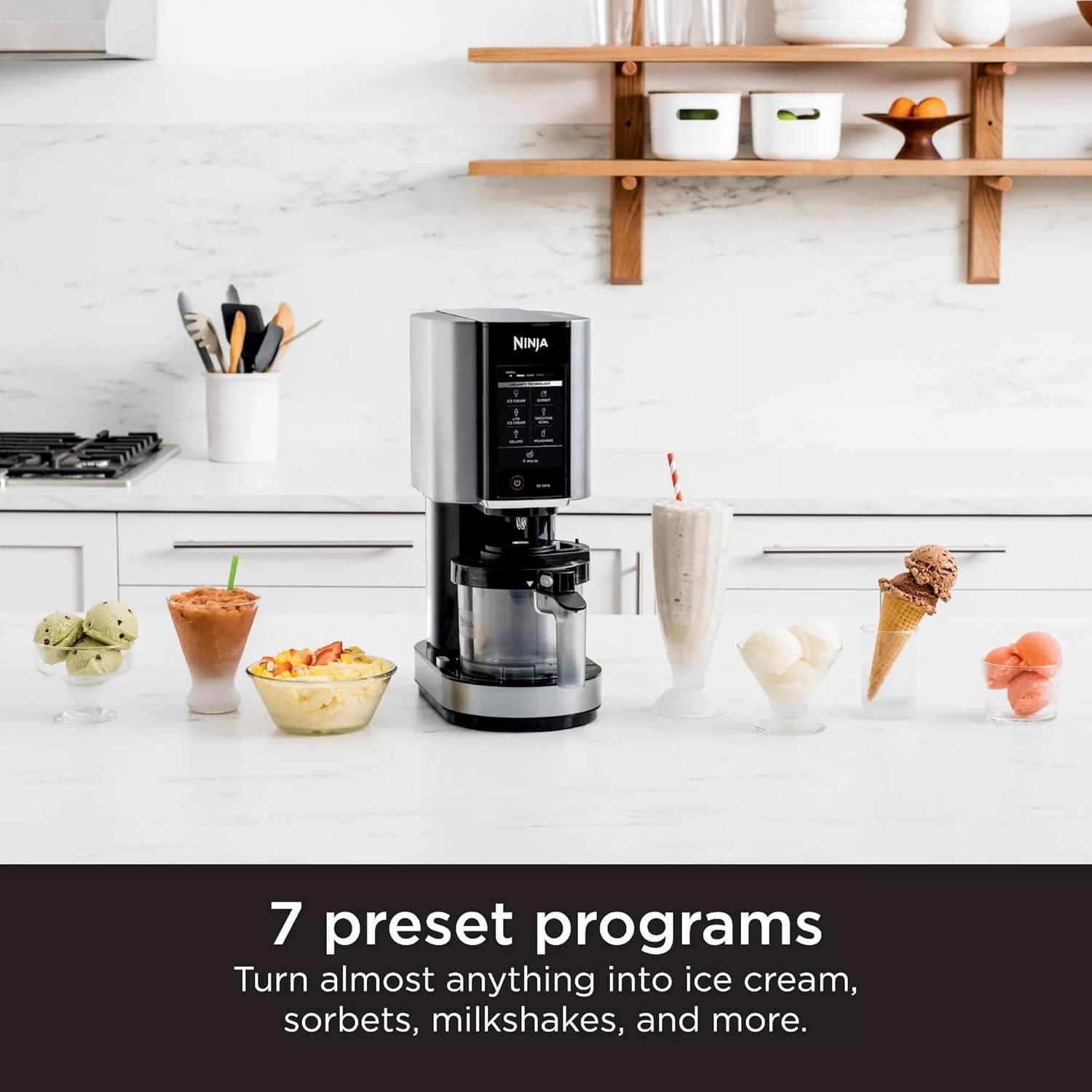 imageSharkNinja NC301 CREAMi 7In1 Ice Cream Maker with 7 Custom Frozen Treat Modes and Easy 3Step Treat Preparation Cloud Silver Renewed