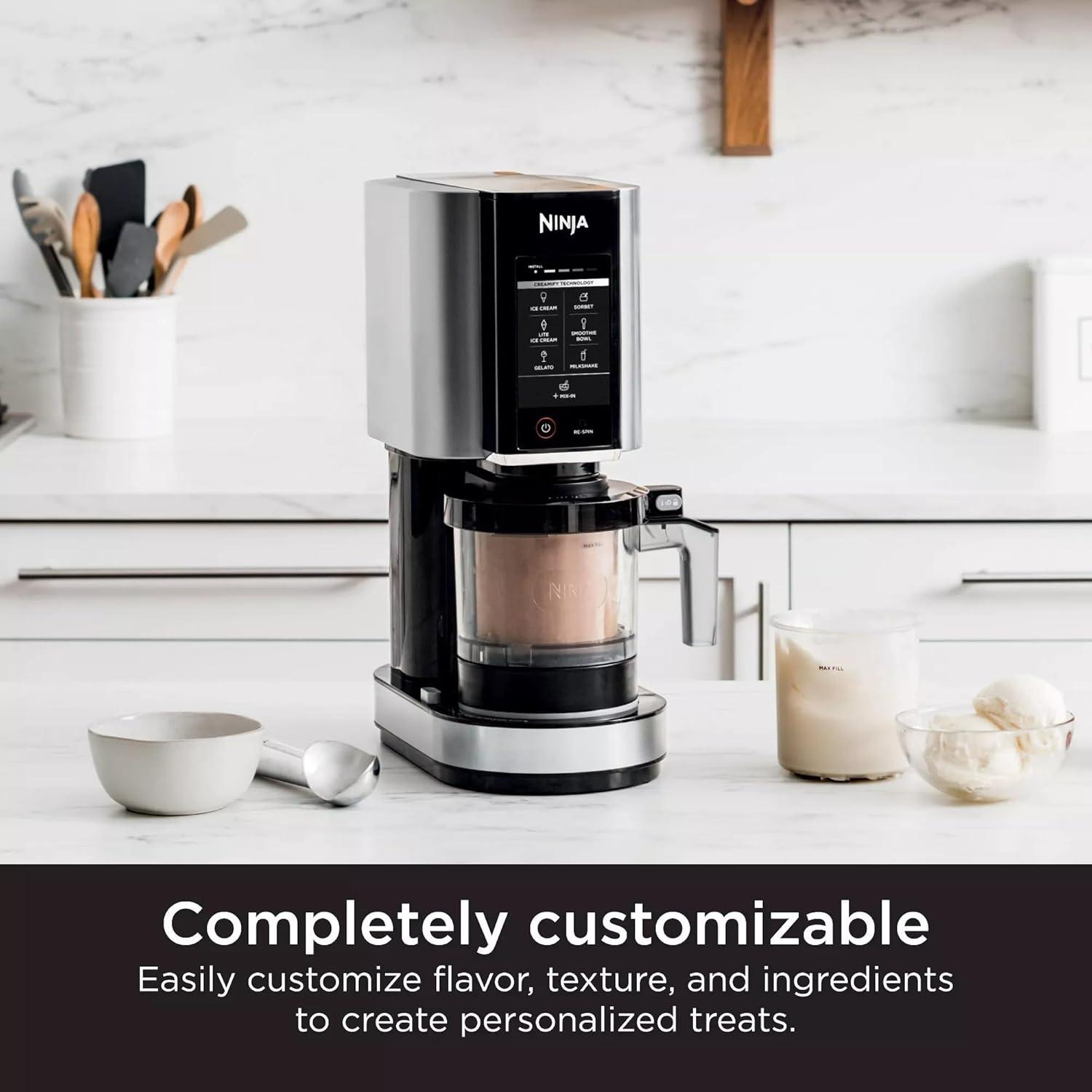 imageSharkNinja NC301 CREAMi 7In1 Ice Cream Maker with 7 Custom Frozen Treat Modes and Easy 3Step Treat Preparation Cloud Silver Renewed