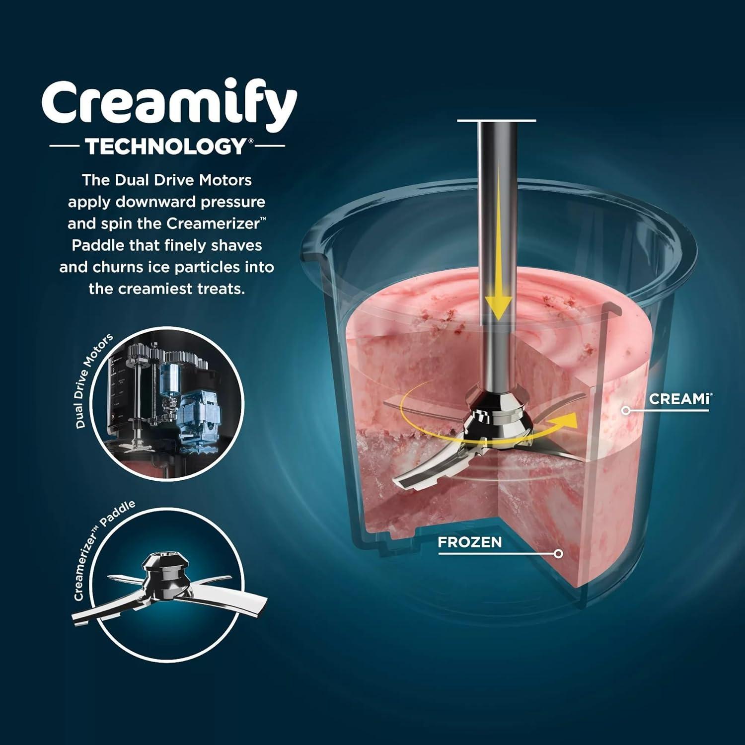 imageSharkNinja NC301 CREAMi 7In1 Ice Cream Maker with 7 Custom Frozen Treat Modes and Easy 3Step Treat Preparation Cloud Silver Renewed