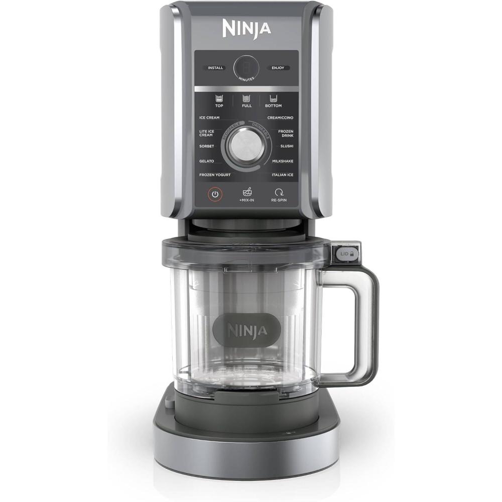 imageNinja NC501 CREAMi Deluxe 11in1 Ice Cream amp Frozen Treat Maker with 2 XL Family Size Pint Containers Silver RenewedSilver
