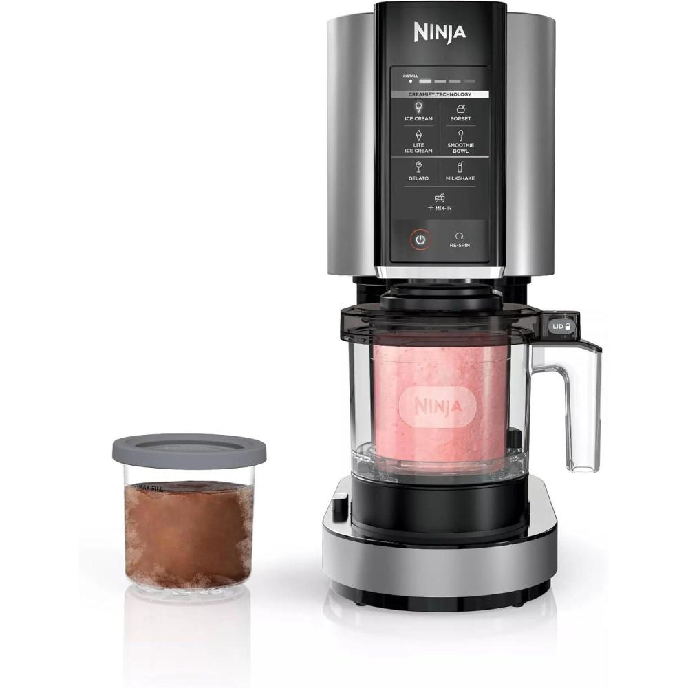 imageSharkNinja NC301 CREAMi 7In1 Ice Cream Maker with 7 Custom Frozen Treat Modes and Easy 3Step Treat Preparation Cloud Silver Renewed