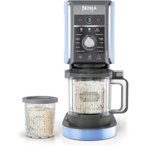 Ninja NC501 CREAMi Deluxe 11-in-1 Ice Cream & Frozen Treat Maker with 2 XL Family Size Pint Containers, Silver (Renewed)(Aqua)
