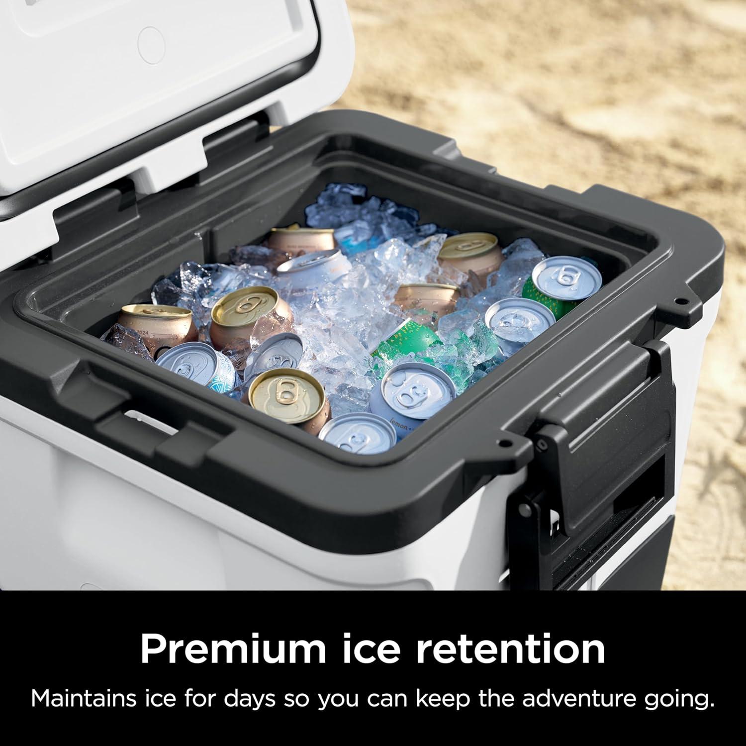 imageNinja Outdoor FlexFlame Grill and Smoker with 30QT Hard Cooler 5in1 Cooking System Dry Storage Drawer Insulated Cooler White