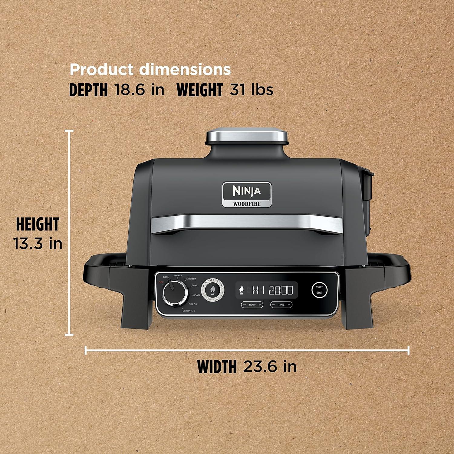 imageNinja OG751 Woodfire Pro Outdoor Grill with BuiltIn Thermometer 7in1 Master Grill BBQ SmokerampOutdoor Air Fryer plus BakeRoast DehydrateampBroilWoodfire Technologywith All Purpose Blend Pellets2lb Robust Sample Pellets