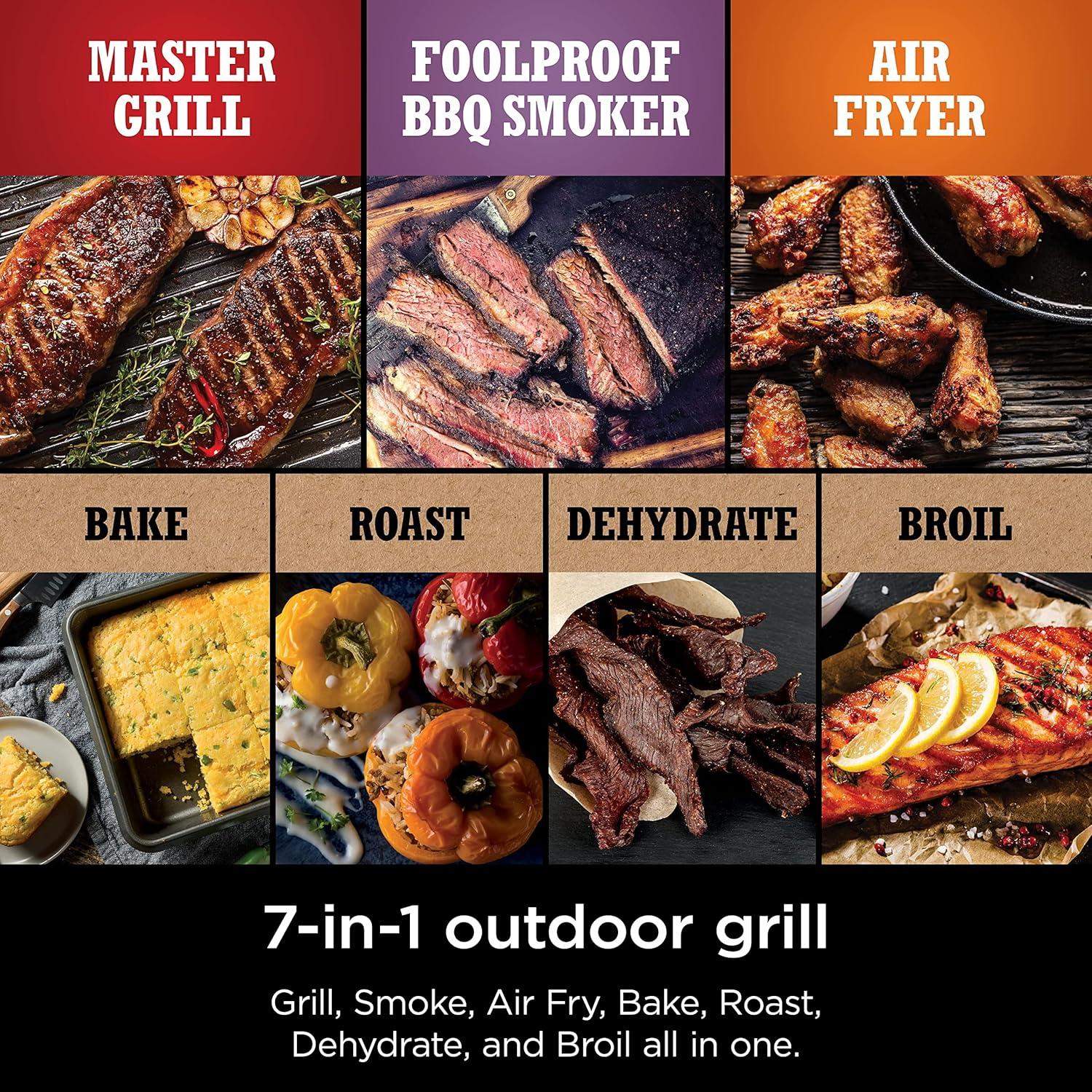 imageNinja OG751 Woodfire Pro Outdoor Grill with BuiltIn Thermometer 7in1 Master Grill BBQ SmokerampOutdoor Air Fryer plus BakeRoast DehydrateampBroilWoodfire Technologywith All Purpose Blend Pellets2lb Robust Sample Pellets
