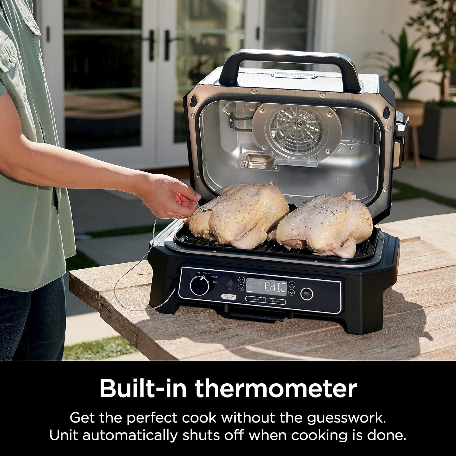 imageNinja Woodfire ProXL Outdoor Grill amp Smoker Thermometer 4in1 Master Grill BBQ Smoker Outdoor Air Fryer Bake Portable Electric Grill Renewed Dark Grey