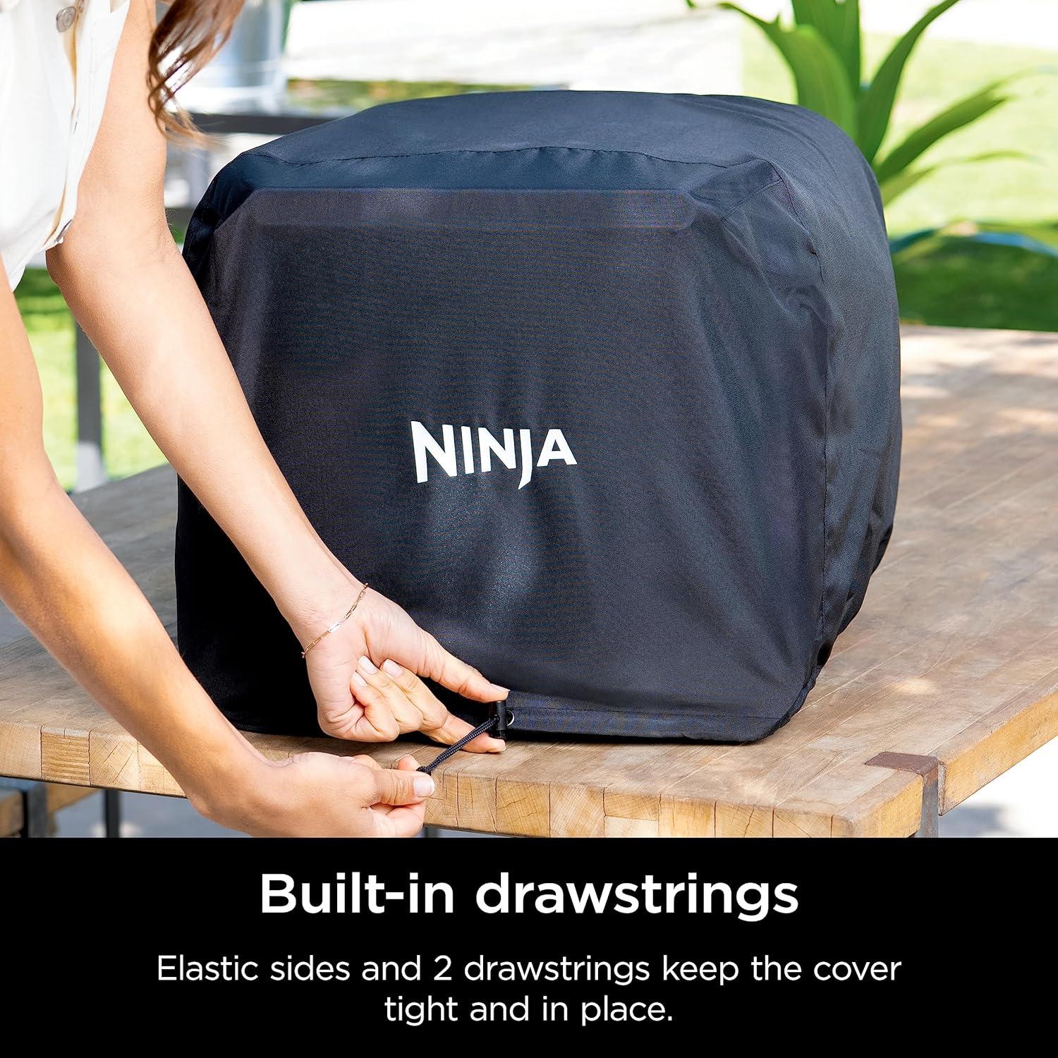 imageNinja XSKOCVR Premium Cover Compatible Woodfire Outdoor Oven OO100 series Adjustable Drawstrings UV and WaterResistant Lightweight Black 195 x 165 x 15Storage Cover