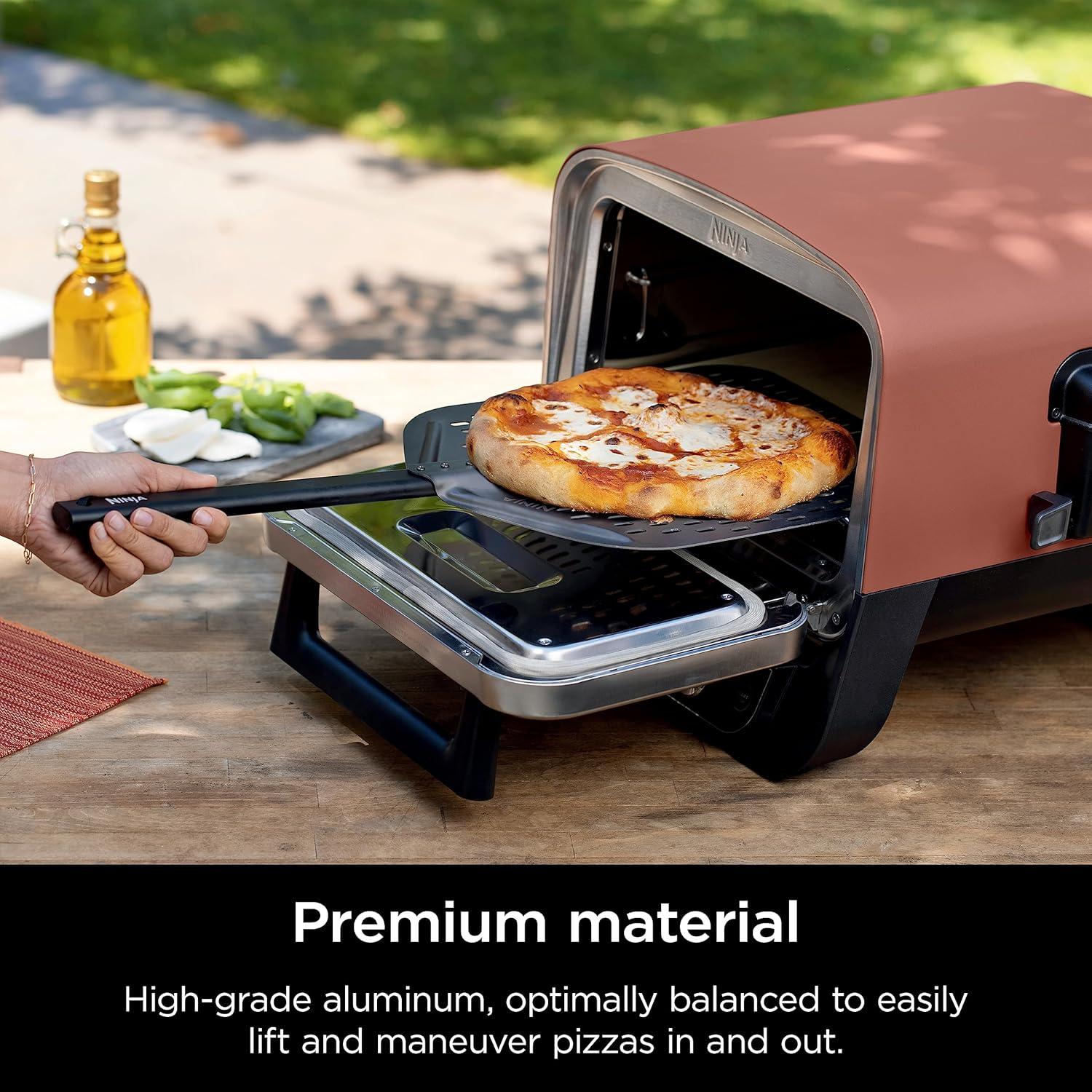 imageNinja XSKOPPL Woodfire Outdoor Perforated Pizza Peel Compatible with Ninja Woodfire Outdoor Oven OO100 series Hanging Drawstring Aluminum GreyBlack195 x 165 x 15