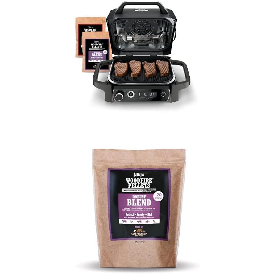 imageNinja OG751 Woodfire Pro Outdoor Grill with BuiltIn Thermometer 7in1 Master Grill BBQ SmokerampOutdoor Air Fryer plus BakeRoast DehydrateampBroilWoodfire Technologywith All Purpose Blend Pellets2lb Robust  Sample Pellets