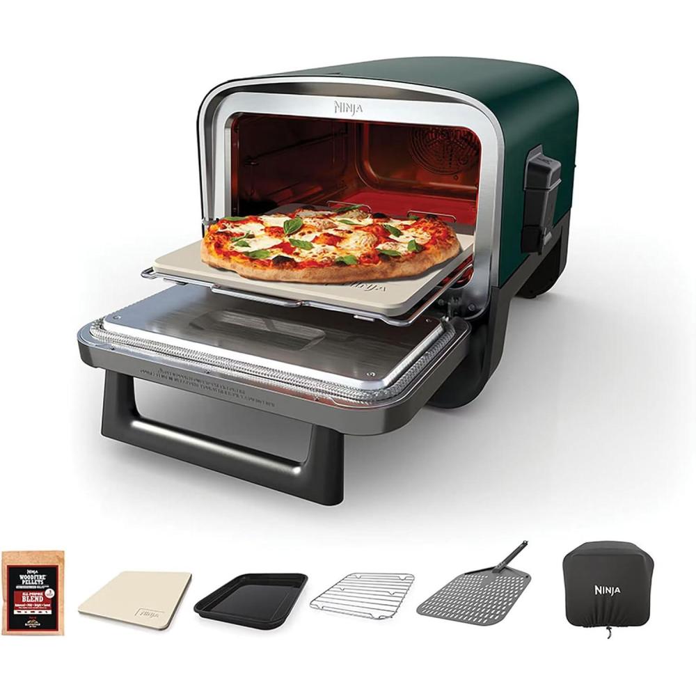 imageNinja Woodfire 8in1 Outdoor Smoker Pizza Oven with 5 Pizza Settings Green