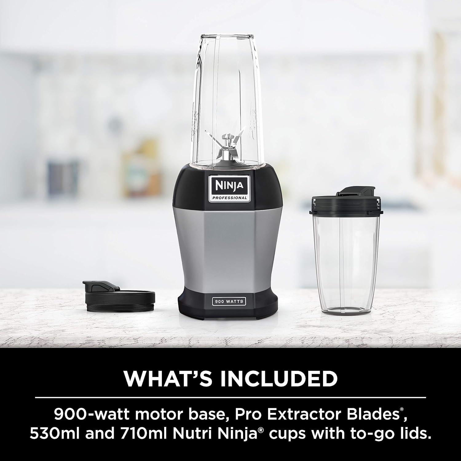 imageNinja BL450C Nutri Pro Personal Blender For Juices Shakes amp Smoothies 18 and 24 Oz cups BlackSilver 900W Canadian Version