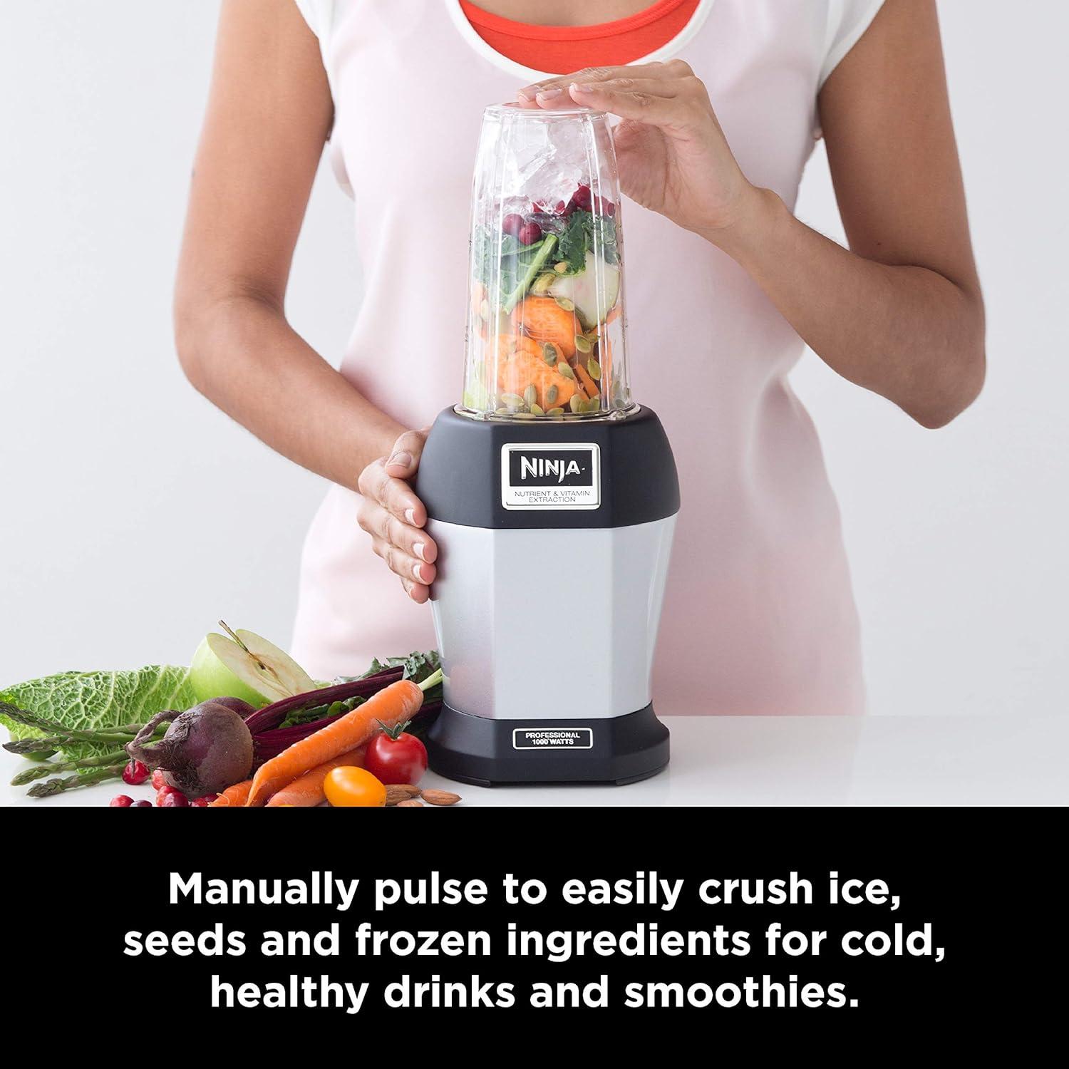 imageNinja BL450C Nutri Pro Personal Blender For Juices Shakes amp Smoothies 18 and 24 Oz cups BlackSilver 900W Canadian Version