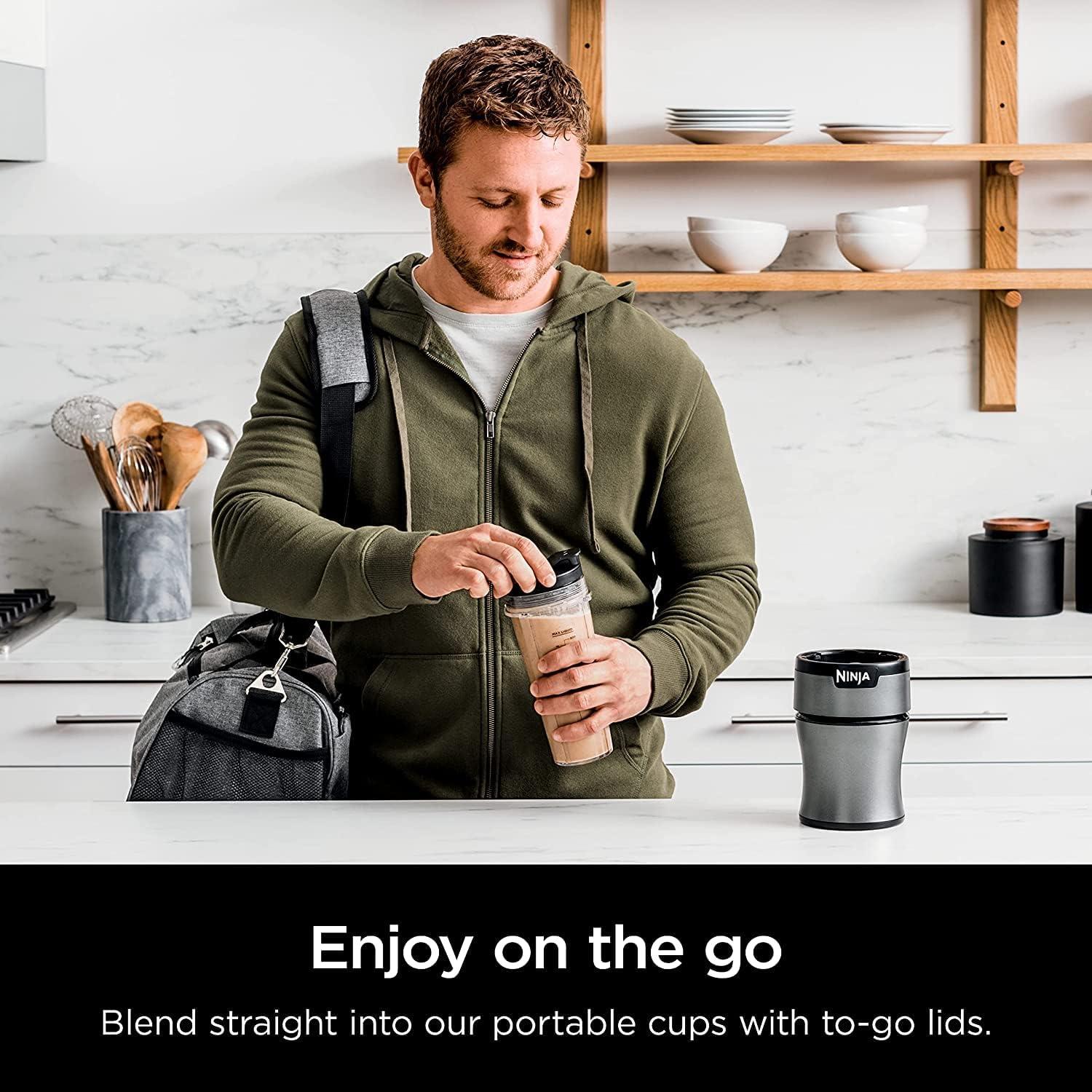 imageNinja BN300 NutriBlender 900PeakWatt Personal Blender 2 DishwasherSafe ToGo Cups Renewed
