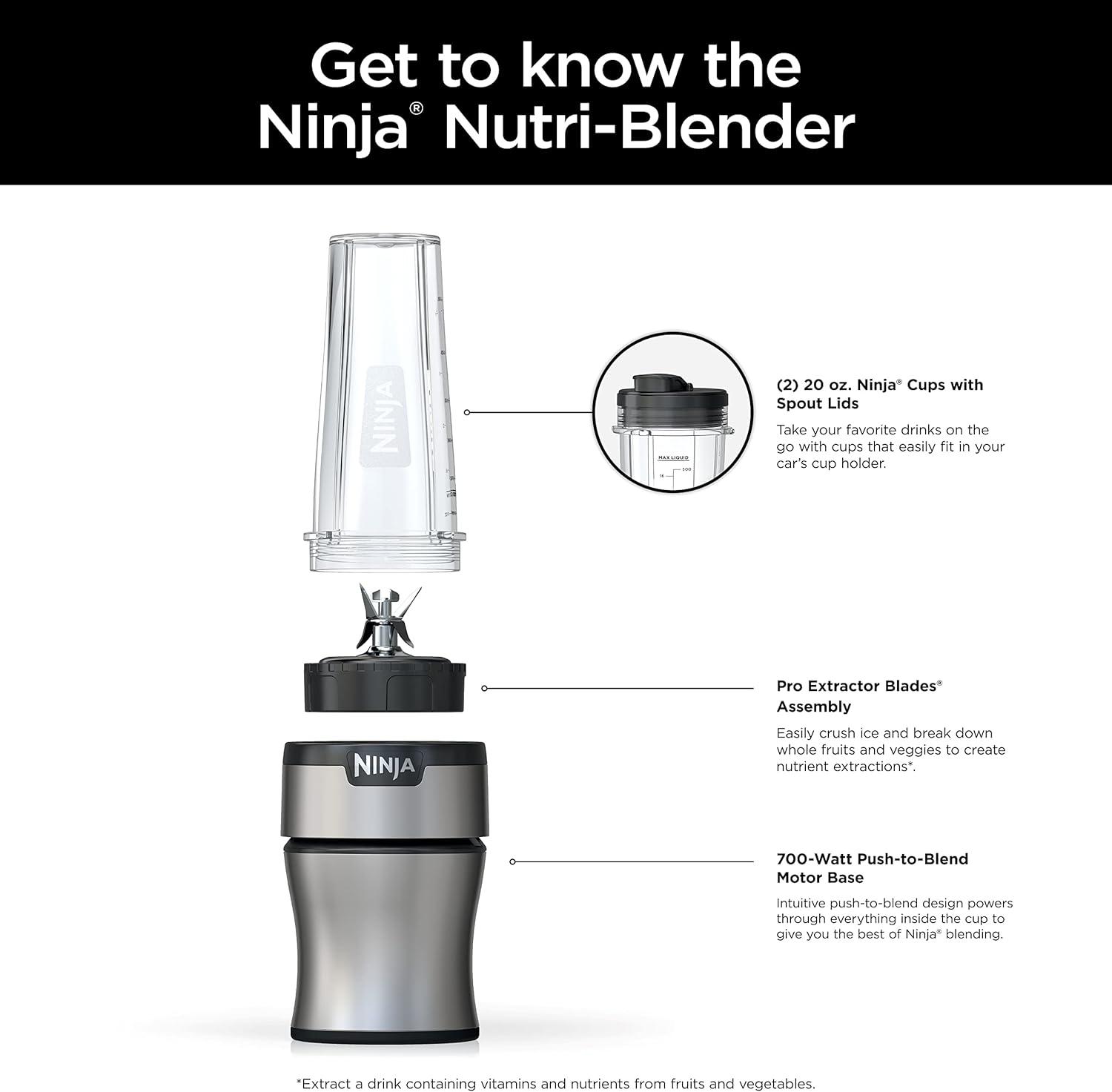 imageNinja BN300C Personal NutriBlender With IceCrushing Technology BlackSilver 700W