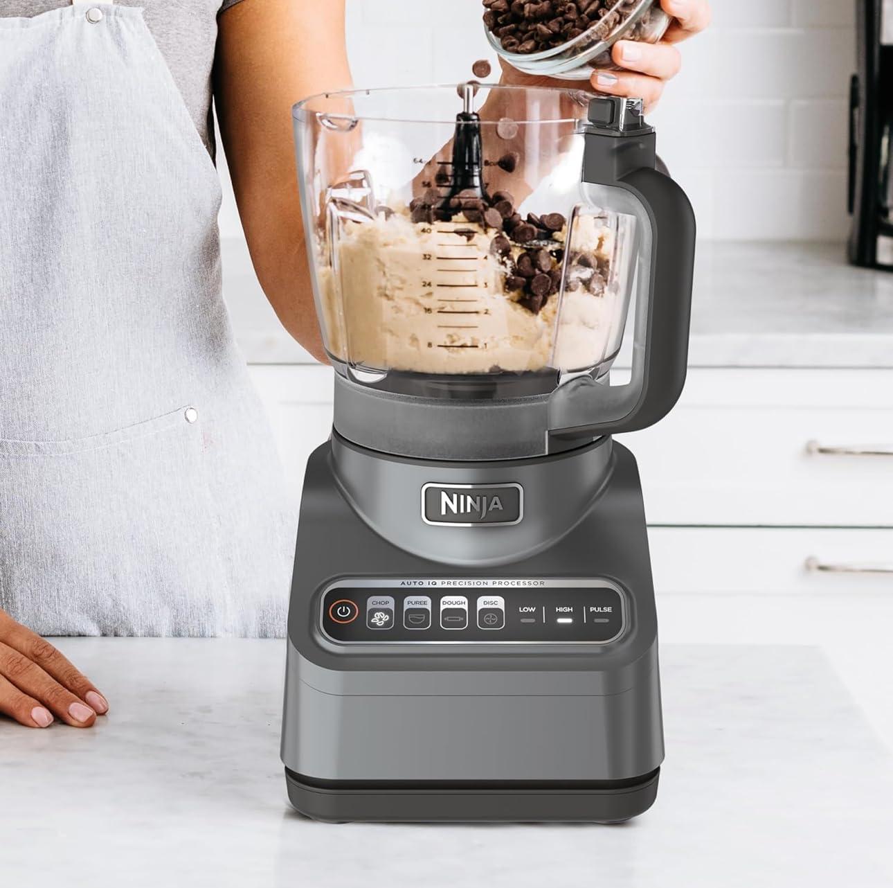 imageNinja BN600 Professional Plus Food Processor 850 Watts 3 Functions for Chopping Slicing amp Dough with 9Cup Processor Bowl 3 Blades Food Chute amp Pusher Silver