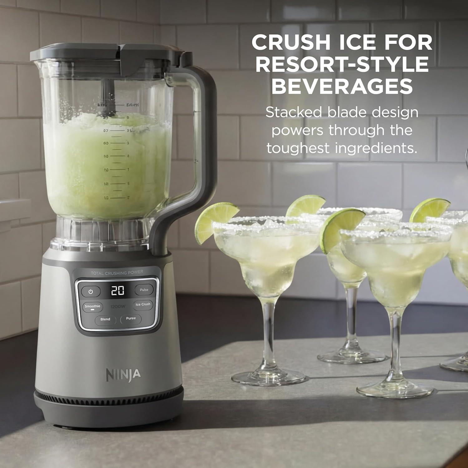 imageNinja BlendPro Kitchen System 72 oz FullSize Blender 5Cup Food Processor amp 18 oz ToGo Cup Total Crushing Tech Presets for Smoothies Ice Crush Purees amp Extracts 1200 Watt Beige BO402