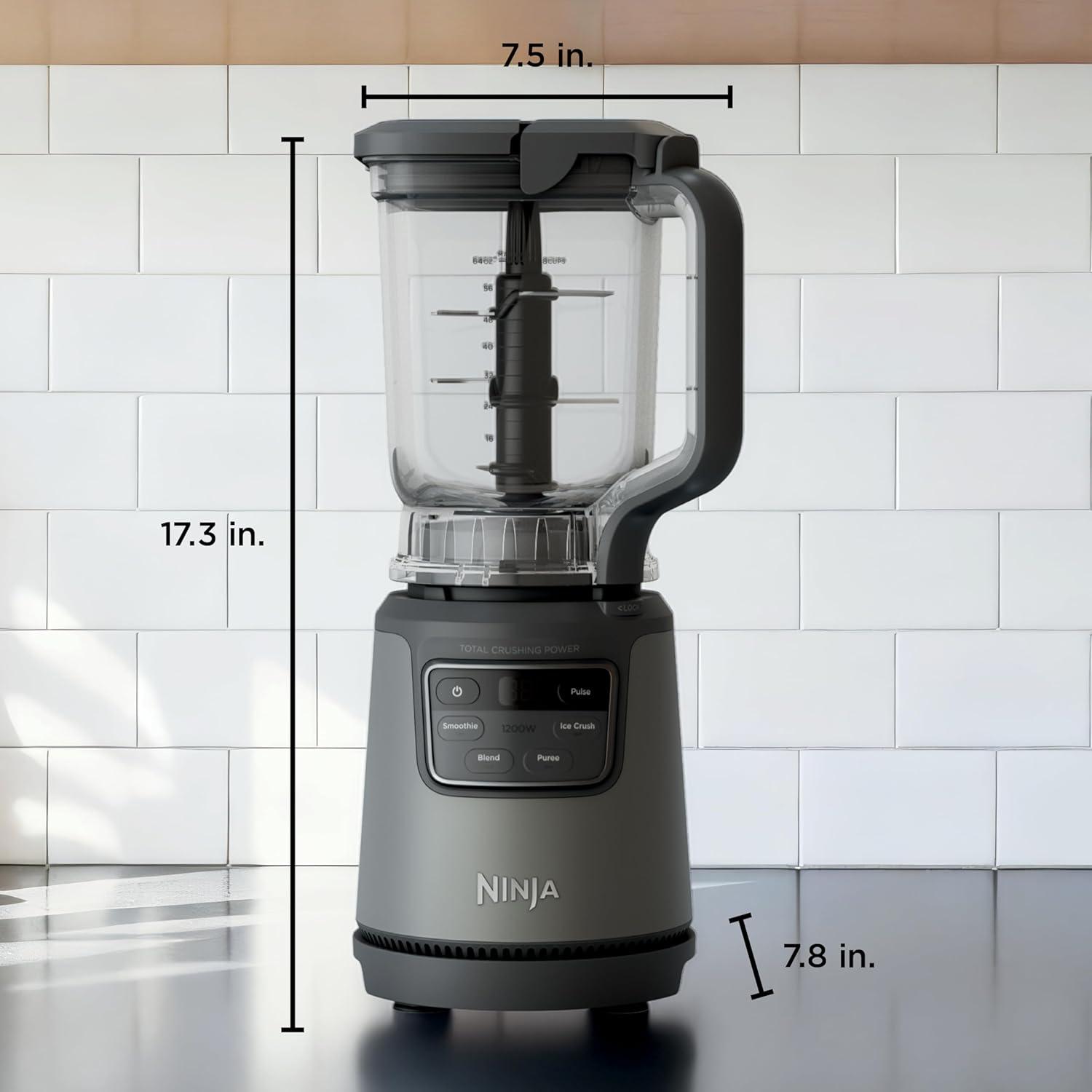 imageNinja BlendPro Kitchen System 72 oz FullSize Blender 5Cup Food Processor amp 18 oz ToGo Cup Total Crushing Tech Presets for Smoothies Ice Crush Purees amp Extracts 1200 Watt Beige BO402