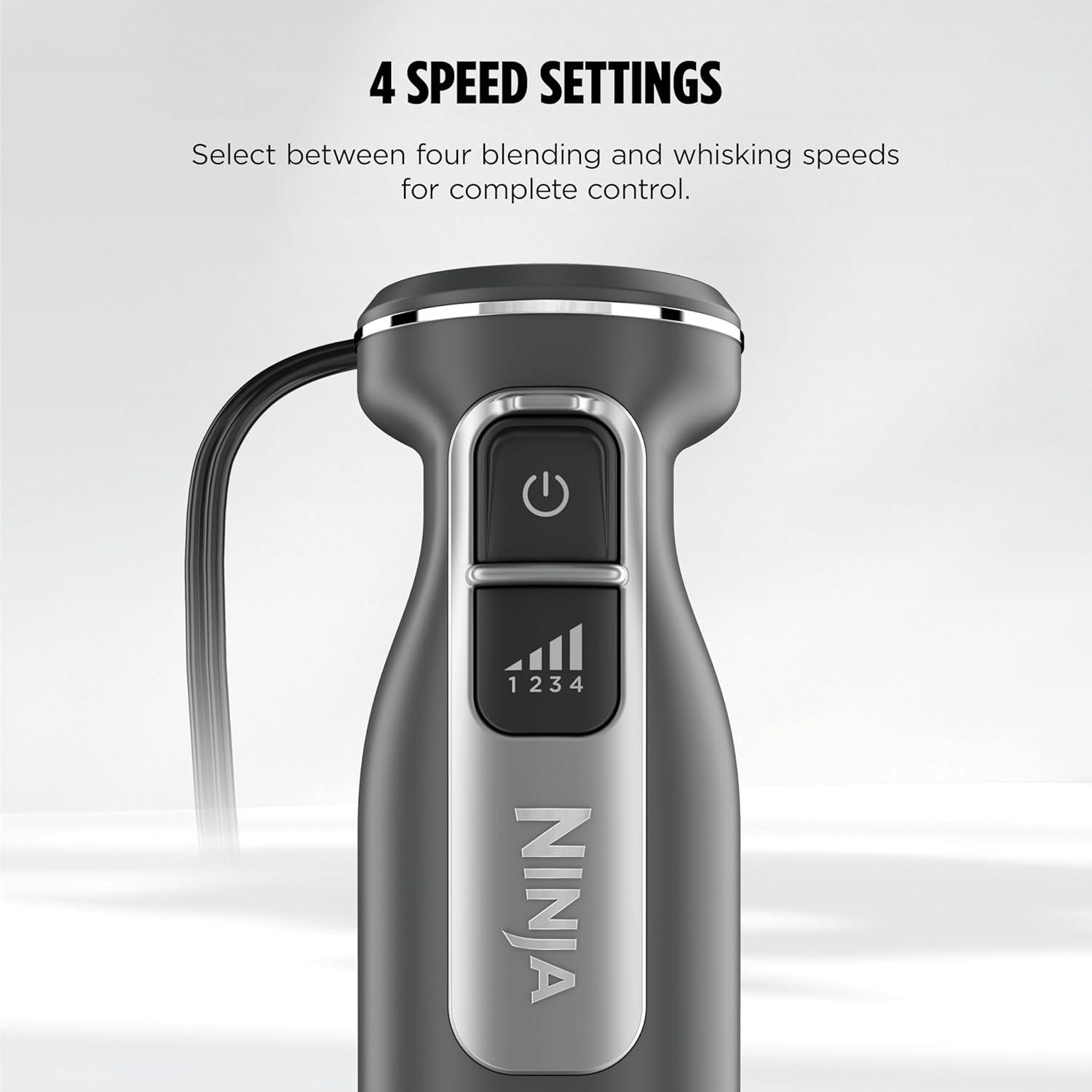 imageNinja Immersion Blender and Whisk Hand Stick Blender 4 speeds with SplatterShield and PanProtect 4Cup Blending Vessel Dishwasher Safe 5ft Cord Ergonomic Dark Gray CI201GY