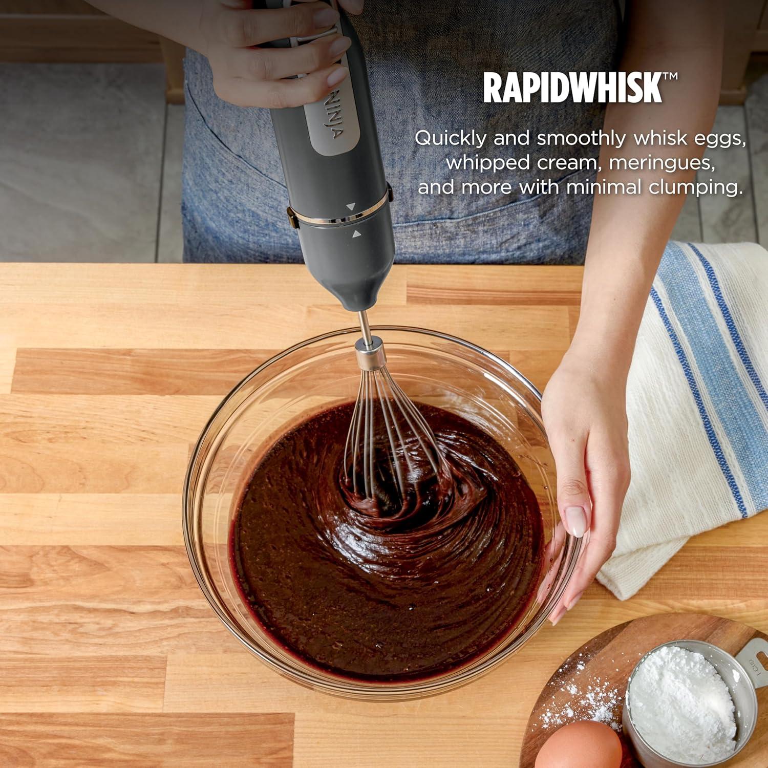 imageNinja Immersion Blender and Whisk Hand Stick Blender 4 speeds with SplatterShield and PanProtect 4Cup Blending Vessel Dishwasher Safe 5ft Cord Ergonomic Dark Gray CI201GY