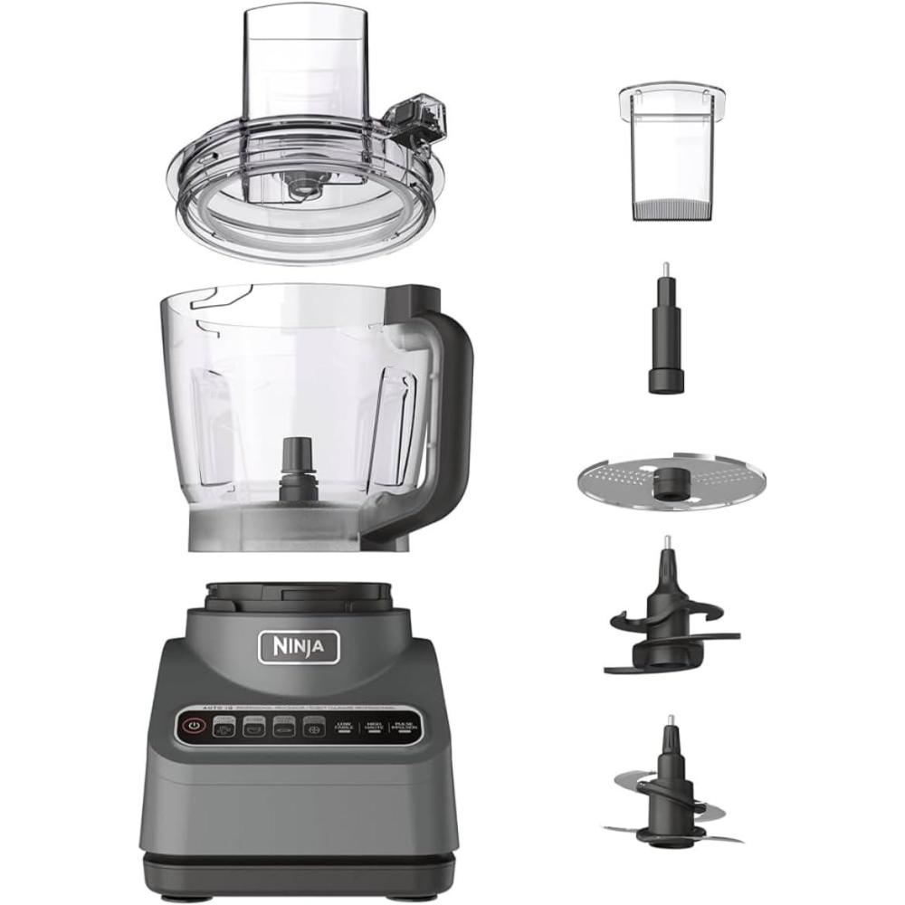 imageNinja BN600 Professional Plus Food Processor 850 Watts 3 Functions for Chopping Slicing amp Dough with 9Cup Processor Bowl 3 Blades Food Chute amp Pusher Silver