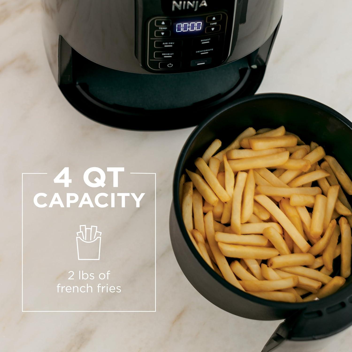 imageNinja Air Fryer 5 QT Capacity 5in1 Air Fry Bake Roast Reheat amp Dehydrate Air Crisp Technology Nonstick Basket amp Crisper Plate Grey AF1424 QT