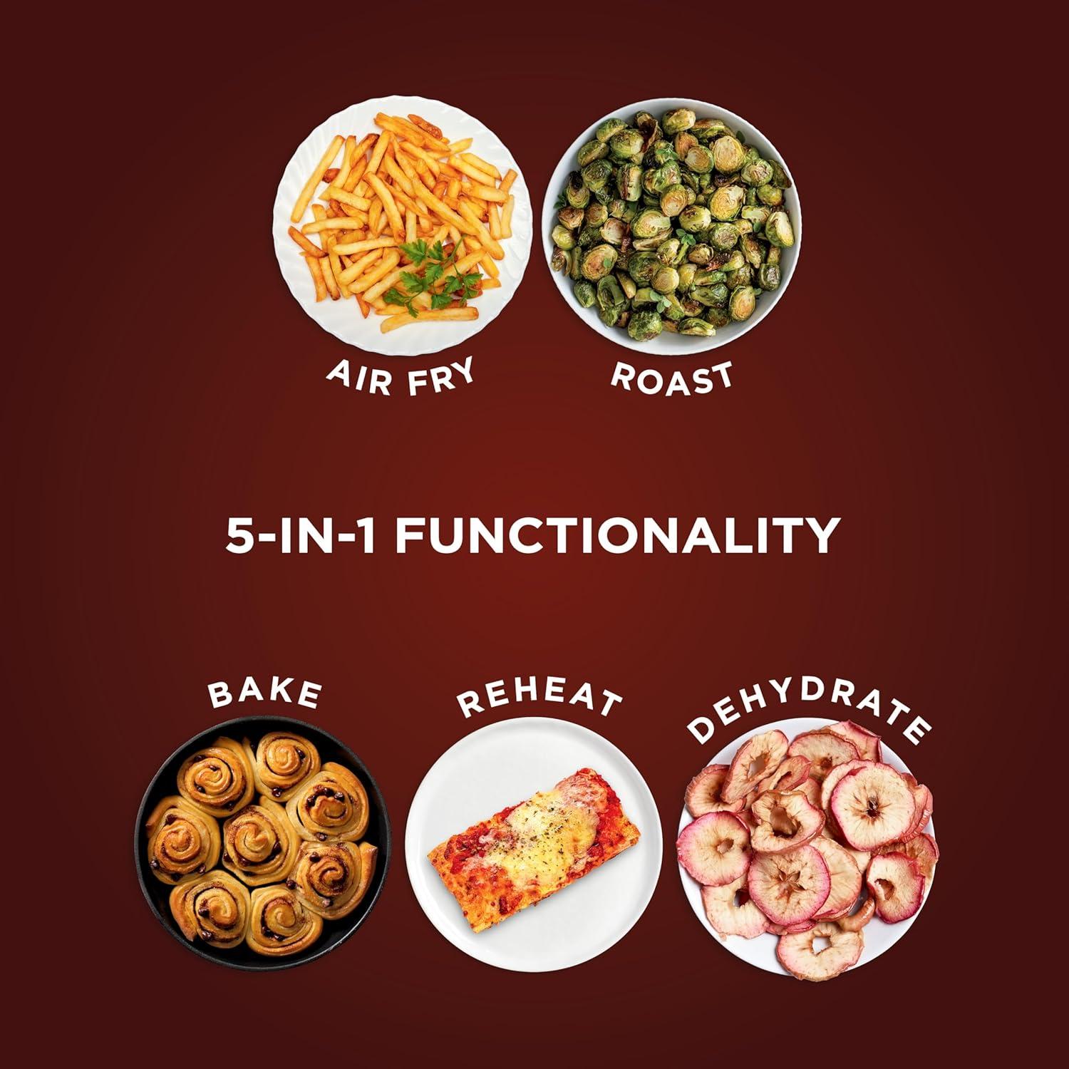 imageNinja Air Fryer 5 QT Capacity 5in1 Air Fry Bake Roast Reheat amp Dehydrate Air Crisp Technology Nonstick Basket amp Crisper Plate Grey AF1424 QT