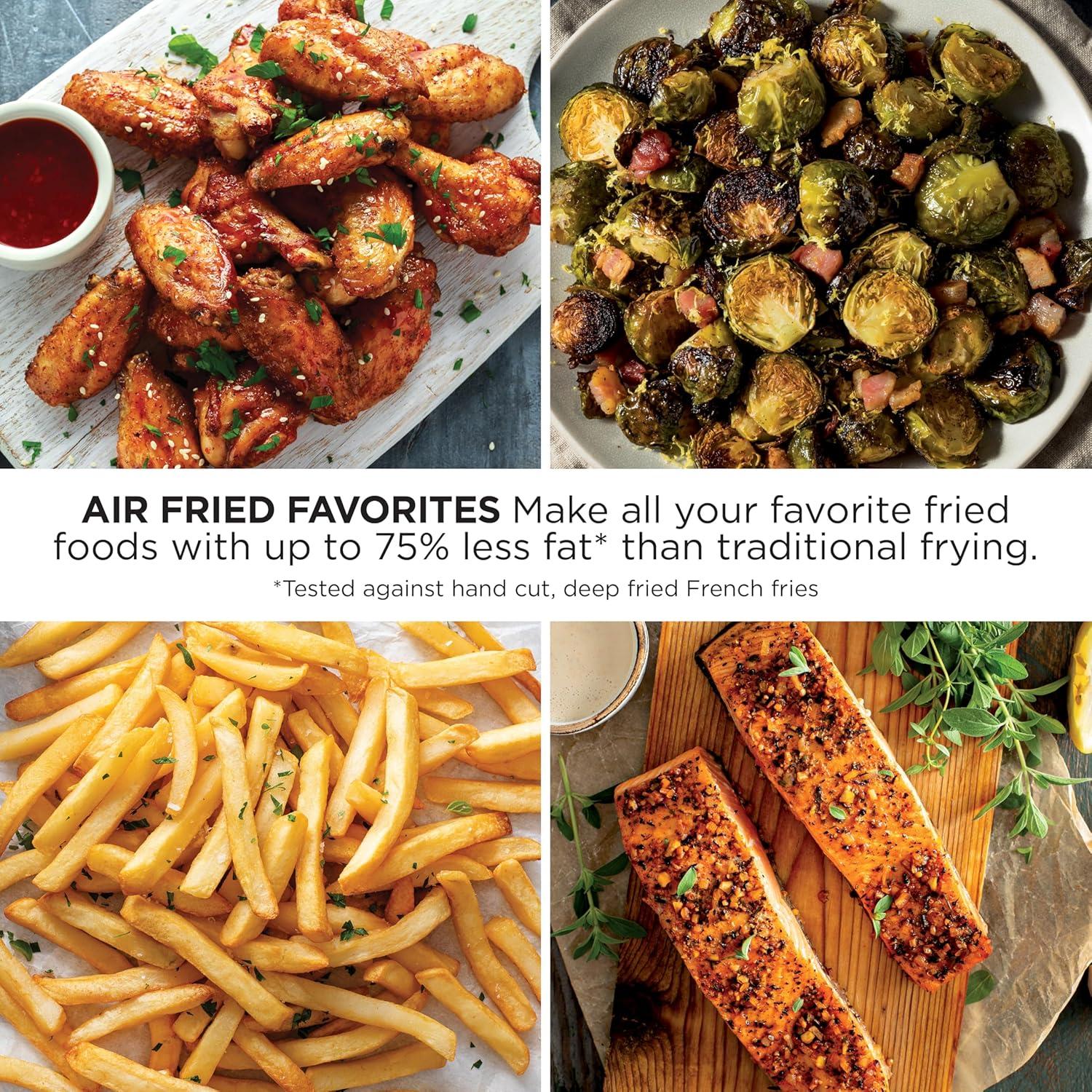 imageNinja Air Fryer 5 QT Capacity 5in1 Air Fry Bake Roast Reheat amp Dehydrate Air Crisp Technology Nonstick Basket amp Crisper Plate Grey AF1424 QT
