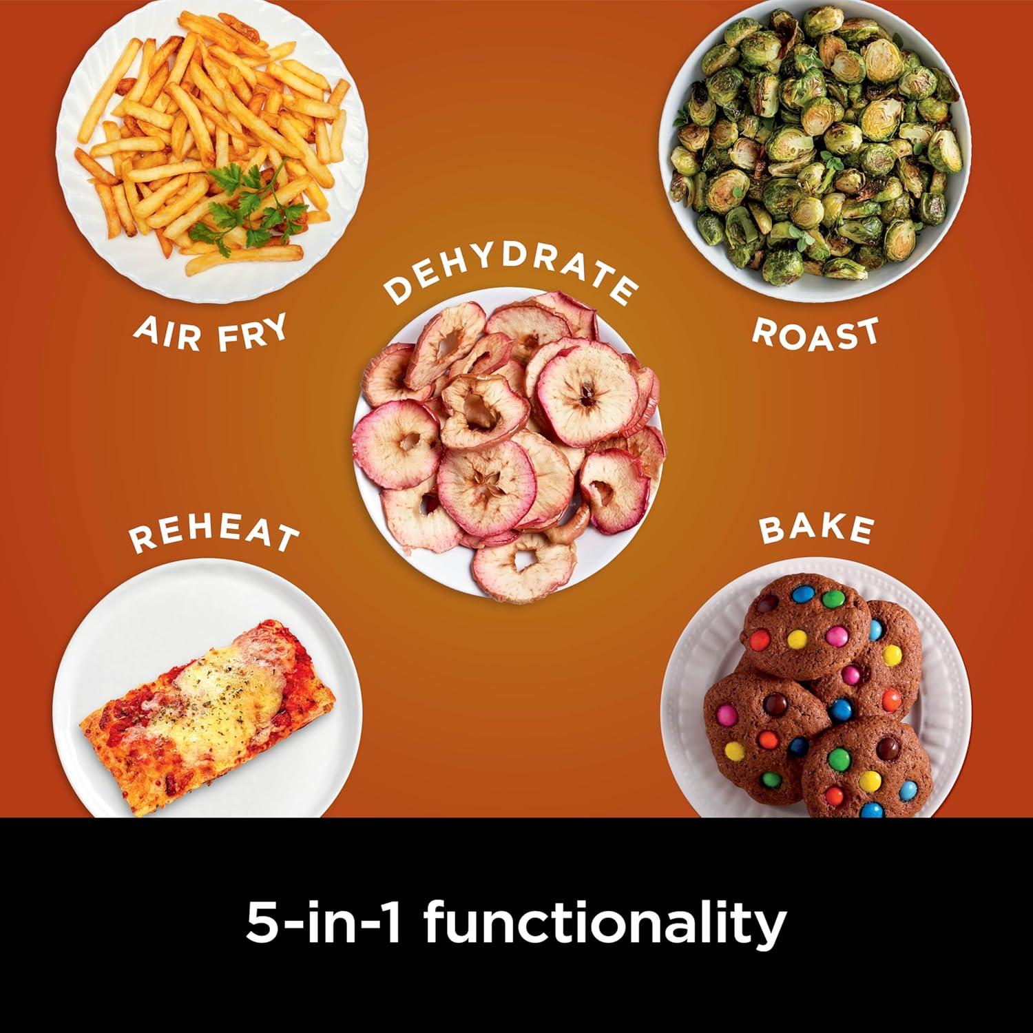 imageNinja Air Fryer 5 QT Capacity 5in1 Air Fry Bake Roast Reheat amp Dehydrate Air Crisp Technology Nonstick Basket amp Crisper Plate Grey AF1425 QT MAX