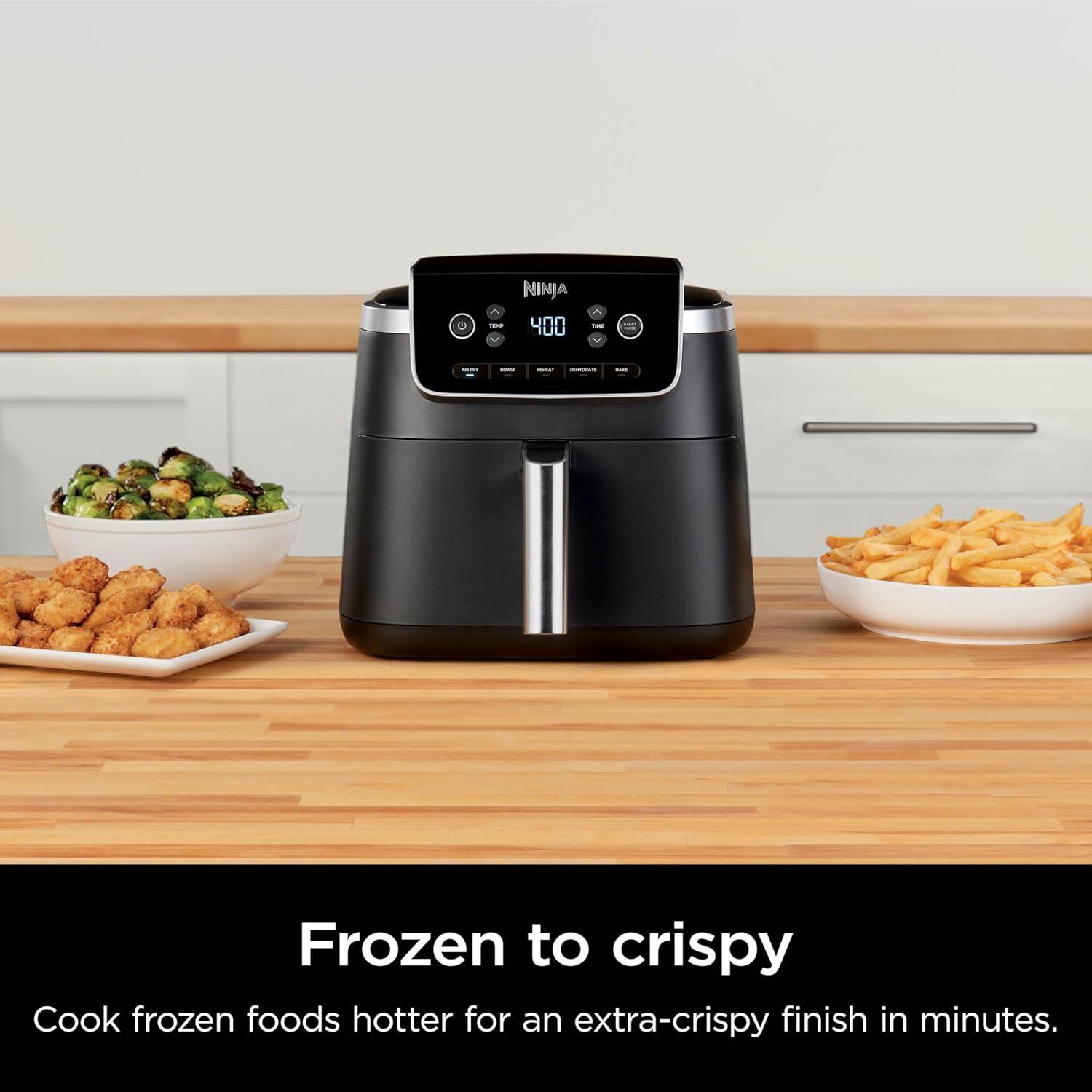 imageNinja Air Fryer 5 QT Capacity 5in1 Air Fry Bake Roast Reheat amp Dehydrate Air Crisp Technology Nonstick Basket amp Crisper Plate Grey AF1425 QT MAX