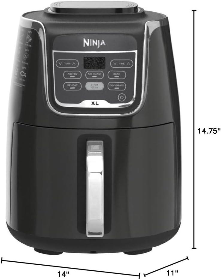 imageNinja Air Fryer 5 QT Capacity 5in1 Air Fry Bake Roast Reheat amp Dehydrate Air Crisp Technology Nonstick Basket amp Crisper Plate Grey AF14255 QT XL