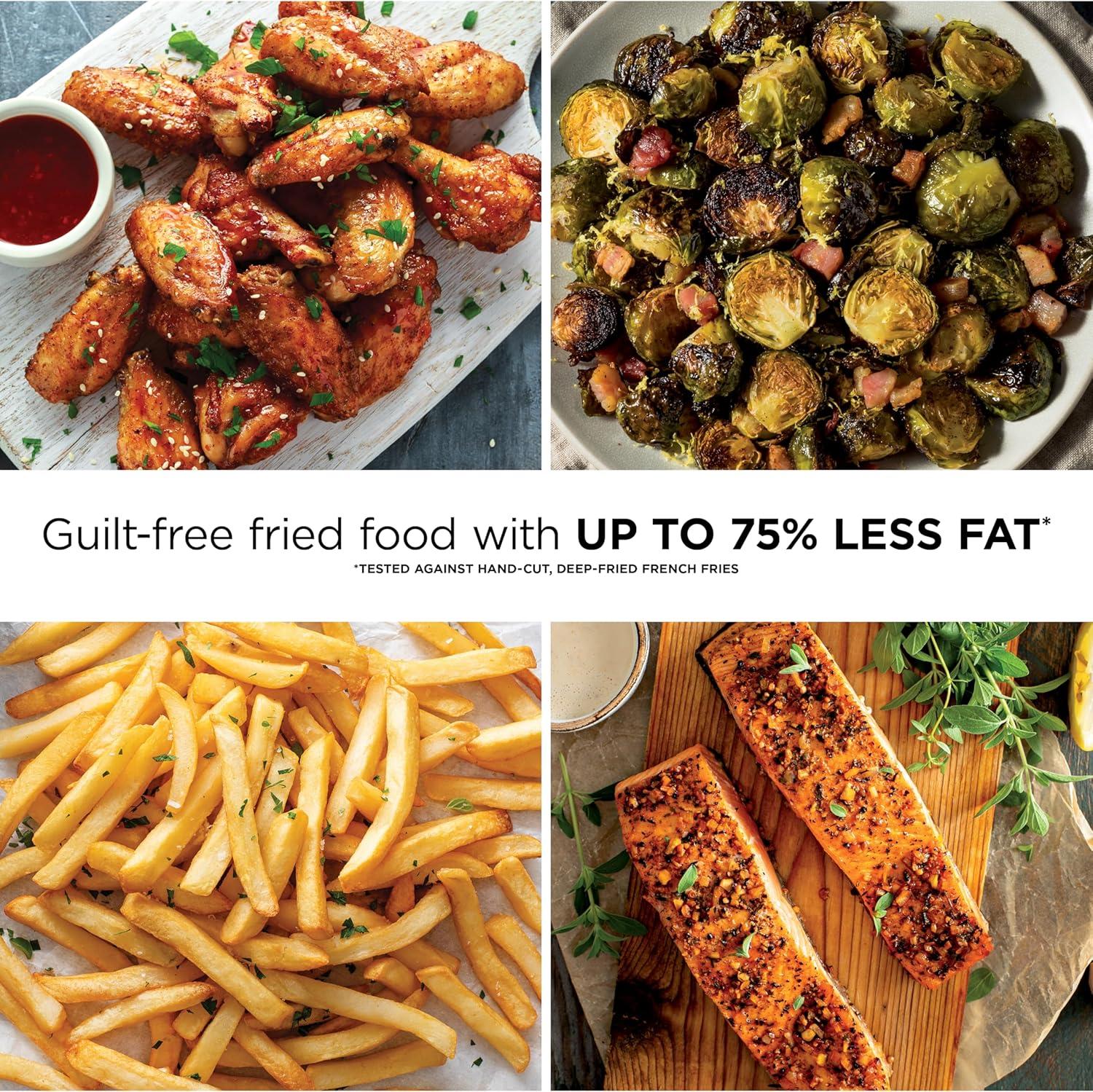 imageNinja Air Fryer 5 QT Capacity 5in1 Air Fry Bake Roast Reheat amp Dehydrate Air Crisp Technology Nonstick Basket amp Crisper Plate Grey AF14265 QT XL