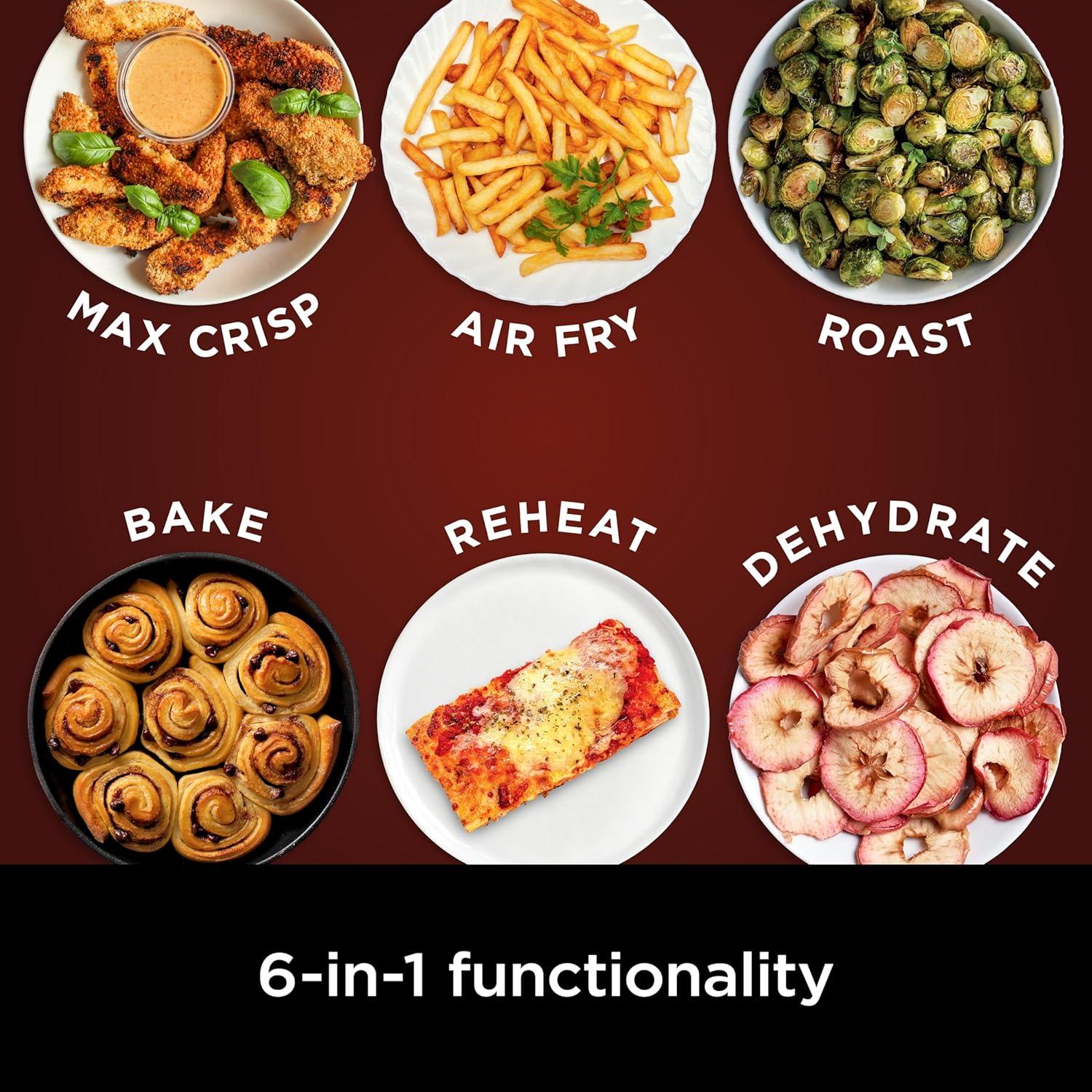 imageNinja Air Fryer 5 QT Capacity 5in1 Air Fry Bake Roast Reheat amp Dehydrate Air Crisp Technology Nonstick Basket amp Crisper Plate Grey AF14265 QT MAX