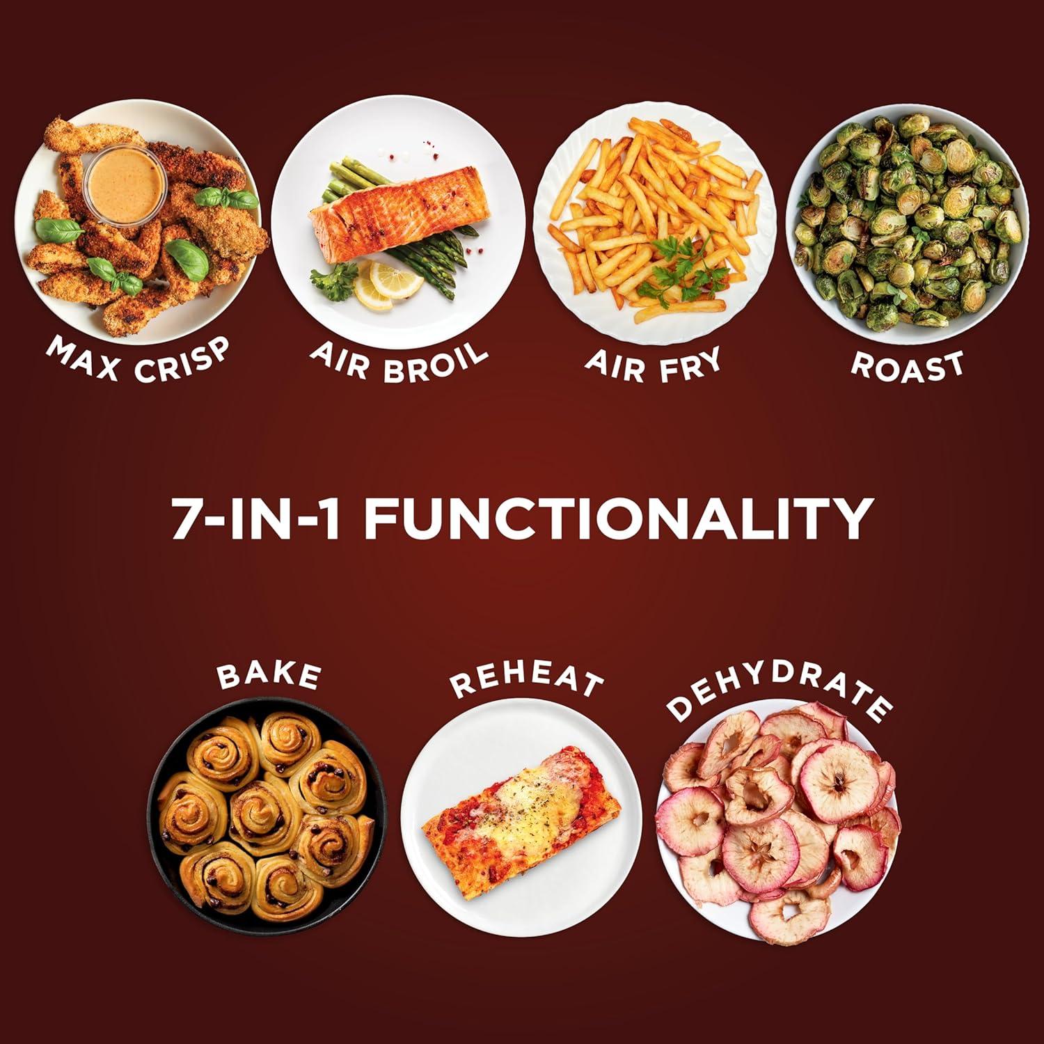 imageNinja Air Fryer 5 QT Capacity 5in1 Air Fry Bake Roast Reheat amp Dehydrate Air Crisp Technology Nonstick Basket amp Crisper Plate Grey AF14265 QT XL