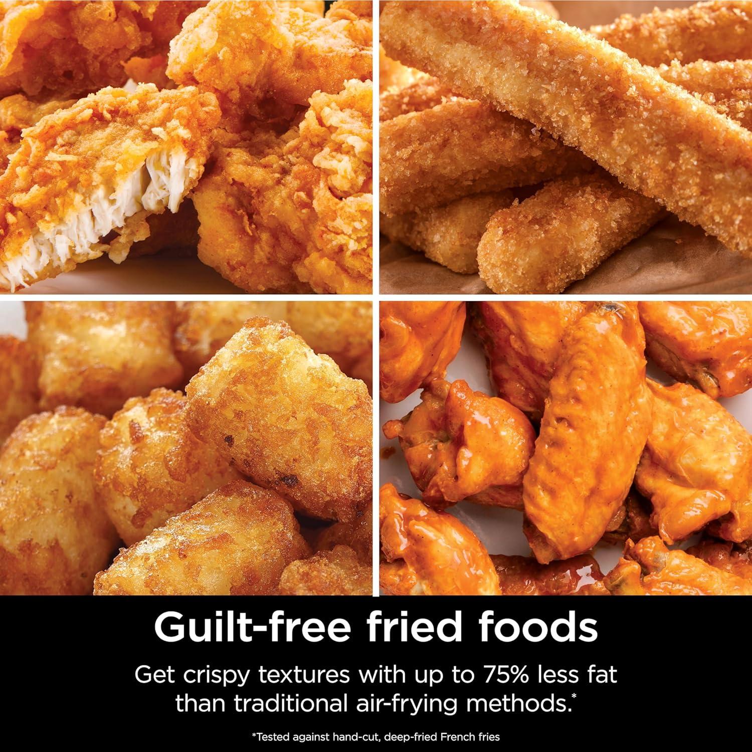 imageNinja Air Fryer 5 QT Capacity 5in1 Air Fry Bake Roast Reheat amp Dehydrate Air Crisp Technology Nonstick Basket amp Crisper Plate Grey AF14265 QT MAX
