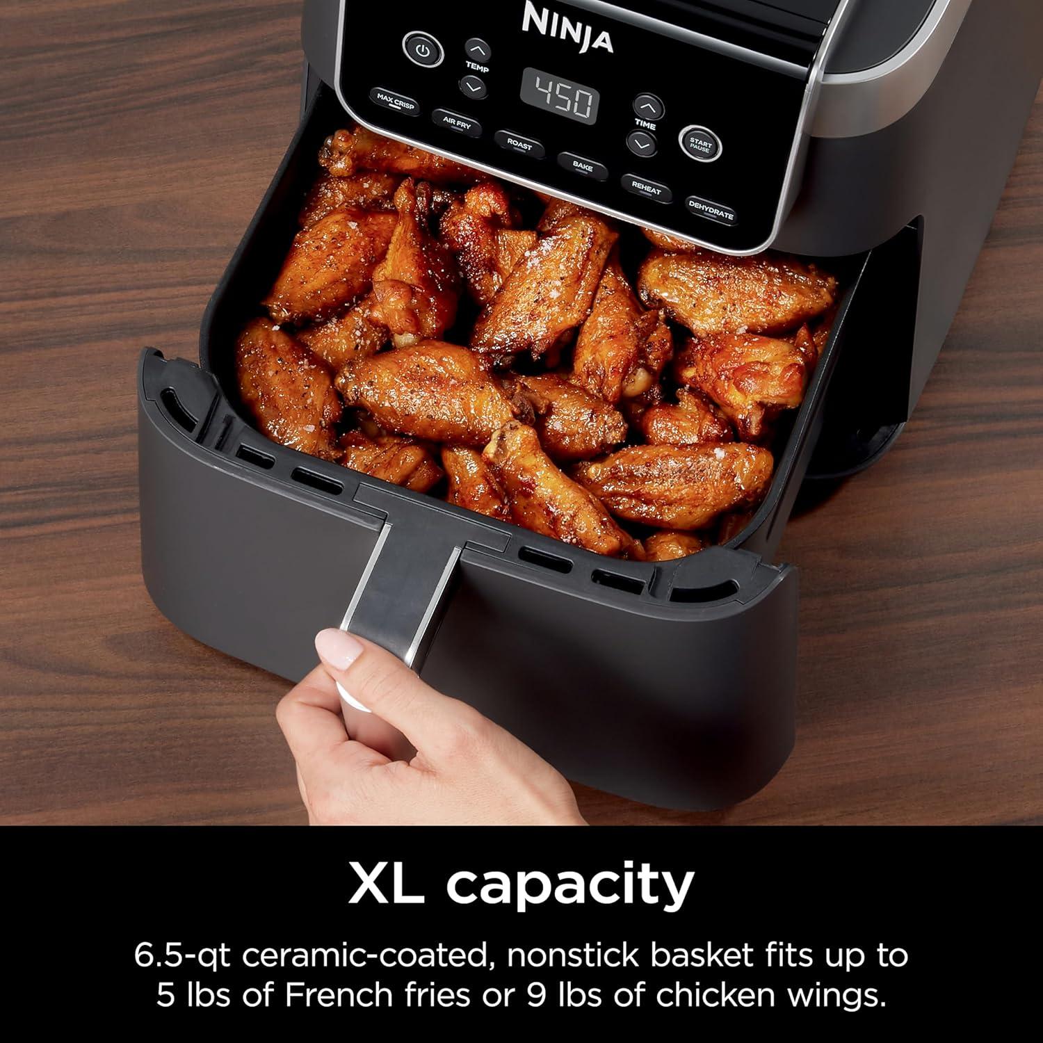 imageNinja Air Fryer 5 QT Capacity 5in1 Air Fry Bake Roast Reheat amp Dehydrate Air Crisp Technology Nonstick Basket amp Crisper Plate Grey AF14265 QT MAX