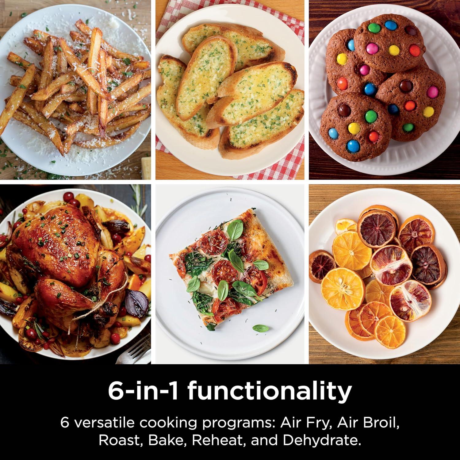 imageNinja Air Fryer 8 QT DoubleStack 2Basket Space Saving Design Cooks 2lb Chicken Wings Feeds up to 6 People 6in1 Air Fryer Roast Bake amp More Easy to Clean Dishwasher Safe Parts Black SL20110 QT