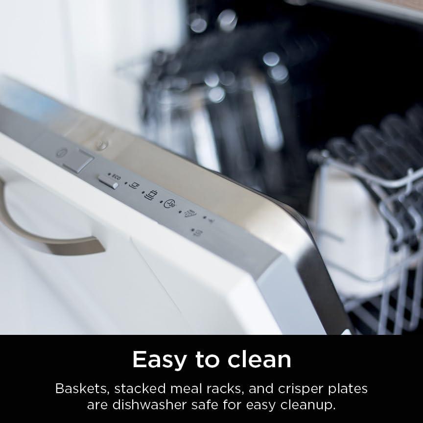 imageNinja Air Fryer 8 QT DoubleStack 2Basket Space Saving Design Cooks 2lb Chicken Wings Feeds up to 6 People 6in1 Air Fryer Roast Bake amp More Easy to Clean Dishwasher Safe Parts Black SL2018 QT