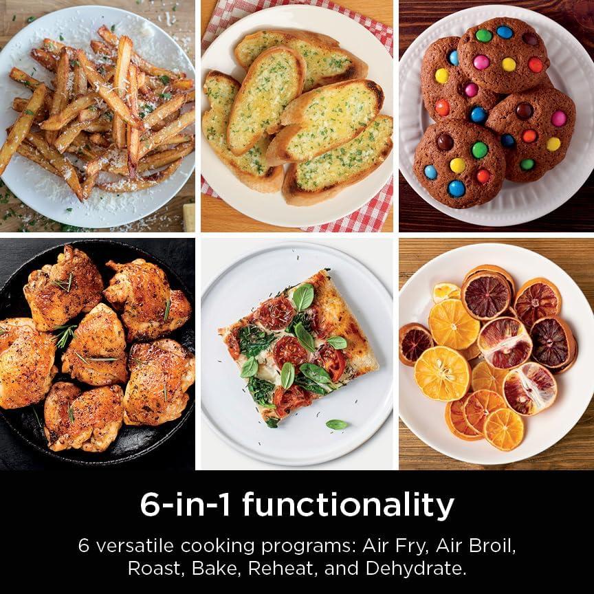 imageNinja Air Fryer 8 QT DoubleStack 2Basket Space Saving Design Cooks 2lb Chicken Wings Feeds up to 6 People 6in1 Air Fryer Roast Bake amp More Easy to Clean Dishwasher Safe Parts Black SL2018 QT