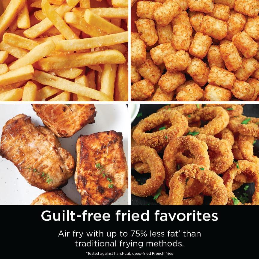imageNinja Air Fryer 8 QT DoubleStack 2Basket Space Saving Design Cooks 2lb Chicken Wings Feeds up to 6 People 6in1 Air Fryer Roast Bake amp More Easy to Clean Dishwasher Safe Parts Black SL201100 Qt