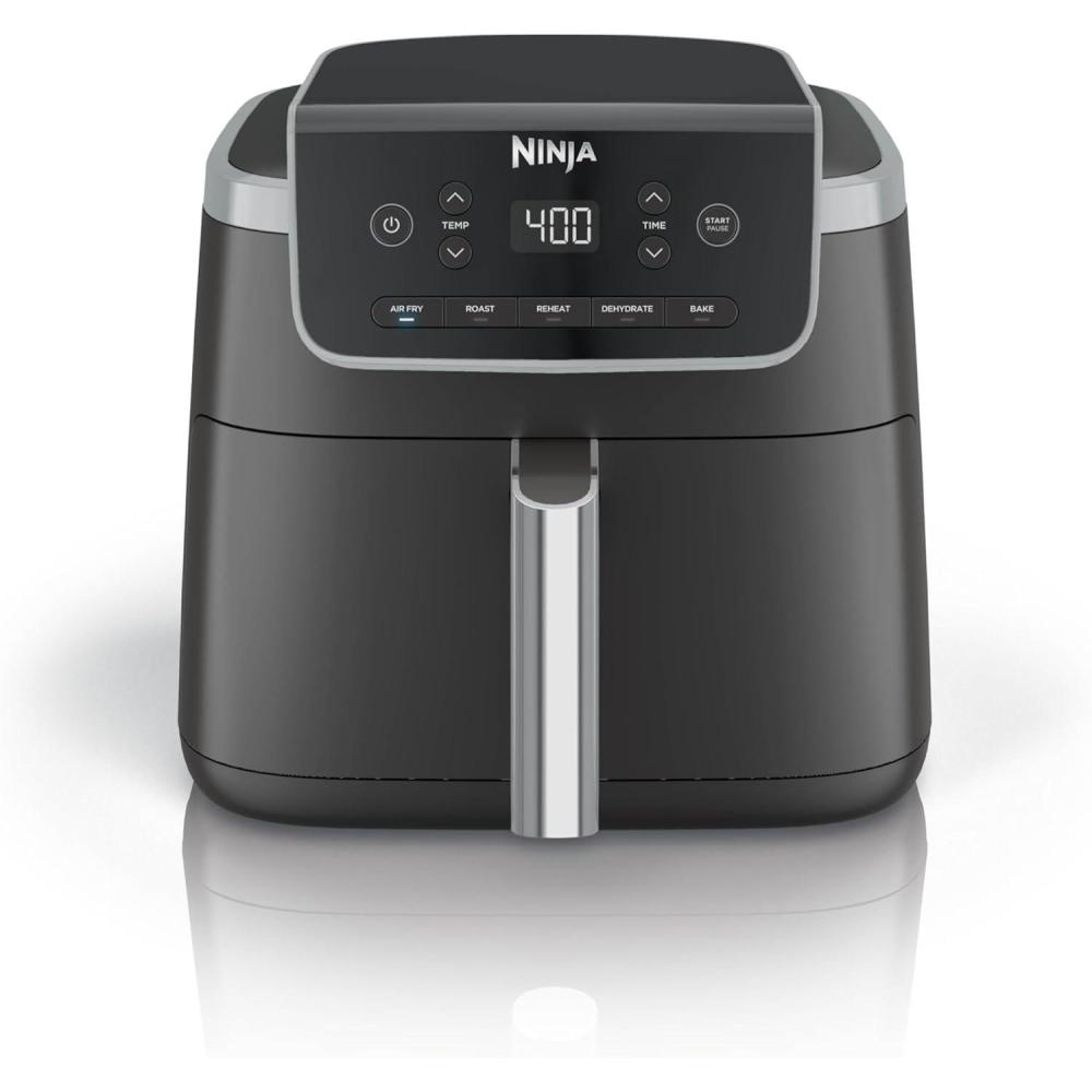 imageNinja Air Fryer 5 QT Capacity 5in1 Air Fry Bake Roast Reheat amp Dehydrate Air Crisp Technology Nonstick Basket amp Crisper Plate Grey AF1425 QT MAX