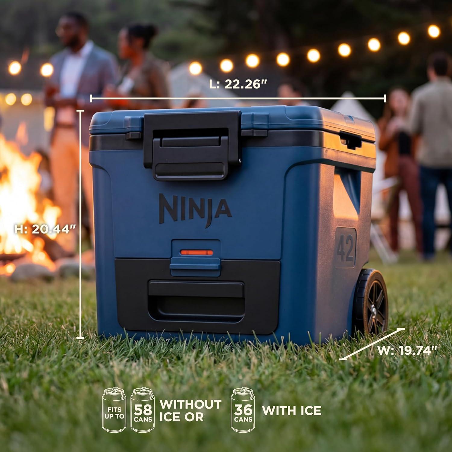 imageNinja FrostVault 42qt Wheeled Cooler with Cold Dry Zone Integrated FridgeTemp Dry Storage Drawer Premium HeavyDuty Insulated Cooler Keeps Ice Cold for Days Halocline Green FB242TLCloud White