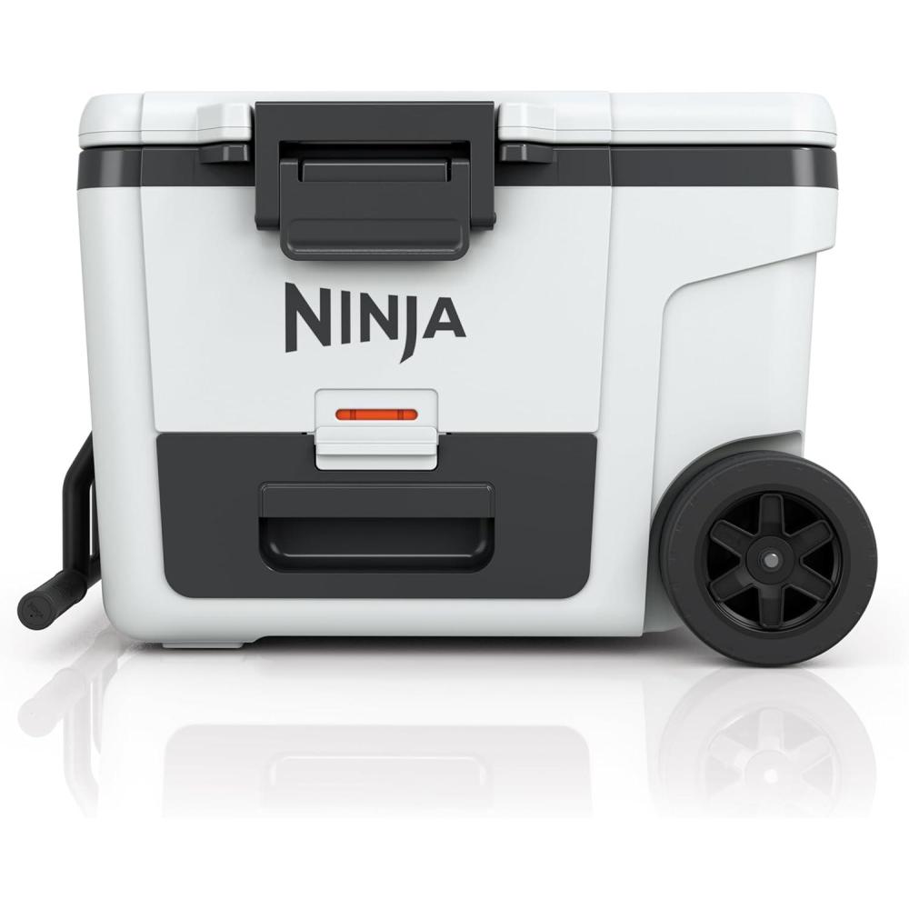 imageNinja FrostVault  65qt Wheeled Cooler with Cold Dry Zone  Integrated FridgeTemp Dry Storage Drawer  Premium HeavyDuty Insulated Cooler  Keeps Ice Cold for Days  Strawberry Rhubarb  FB265BPCloud White