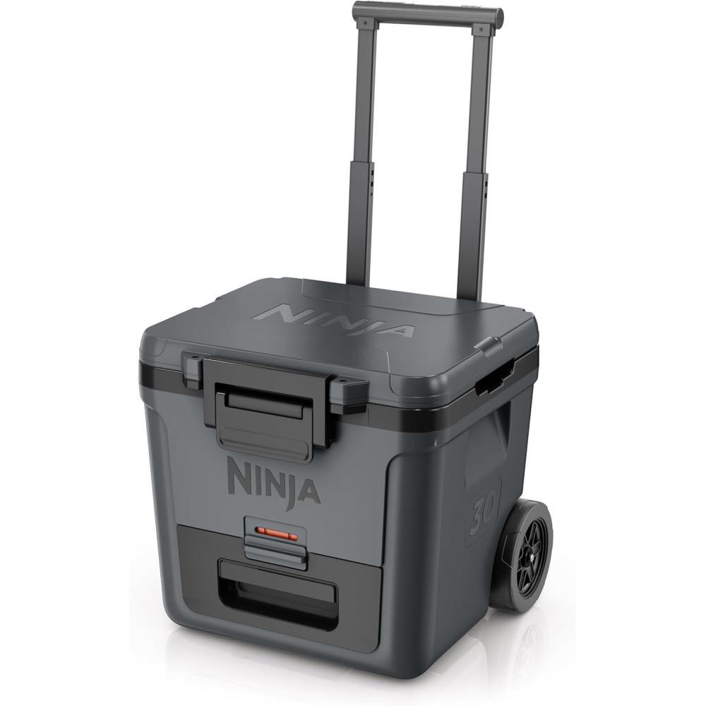 imageNinja FrostVault 42qt Wheeled Cooler with Cold Dry Zone  Integrated FridgeTemp Dry Storage Drawer  Premium HeavyDuty Insulated Cooler  Keeps Ice Cold for Days  Halocline Green  FB242TLCharcoal Grey