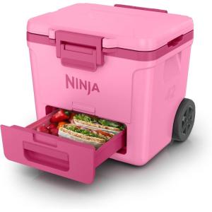 Ninja FrostVault 42qt Wheeled Cooler with Cold Dry Zone | Integrated Fridge-Temp Dry Storage Drawer | Premium Heavy-Duty Insulated Cooler | Keeps Ice Cold for Days | Halocline Green | FB242TL(Strawberry Rhubarb)